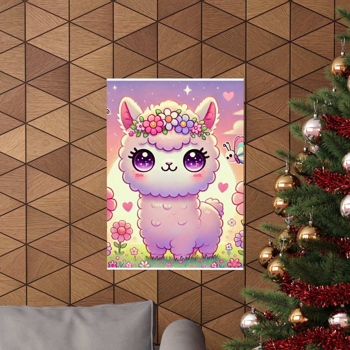Pastel Floral Alpaca Garden Kawaii Wall Art Poster