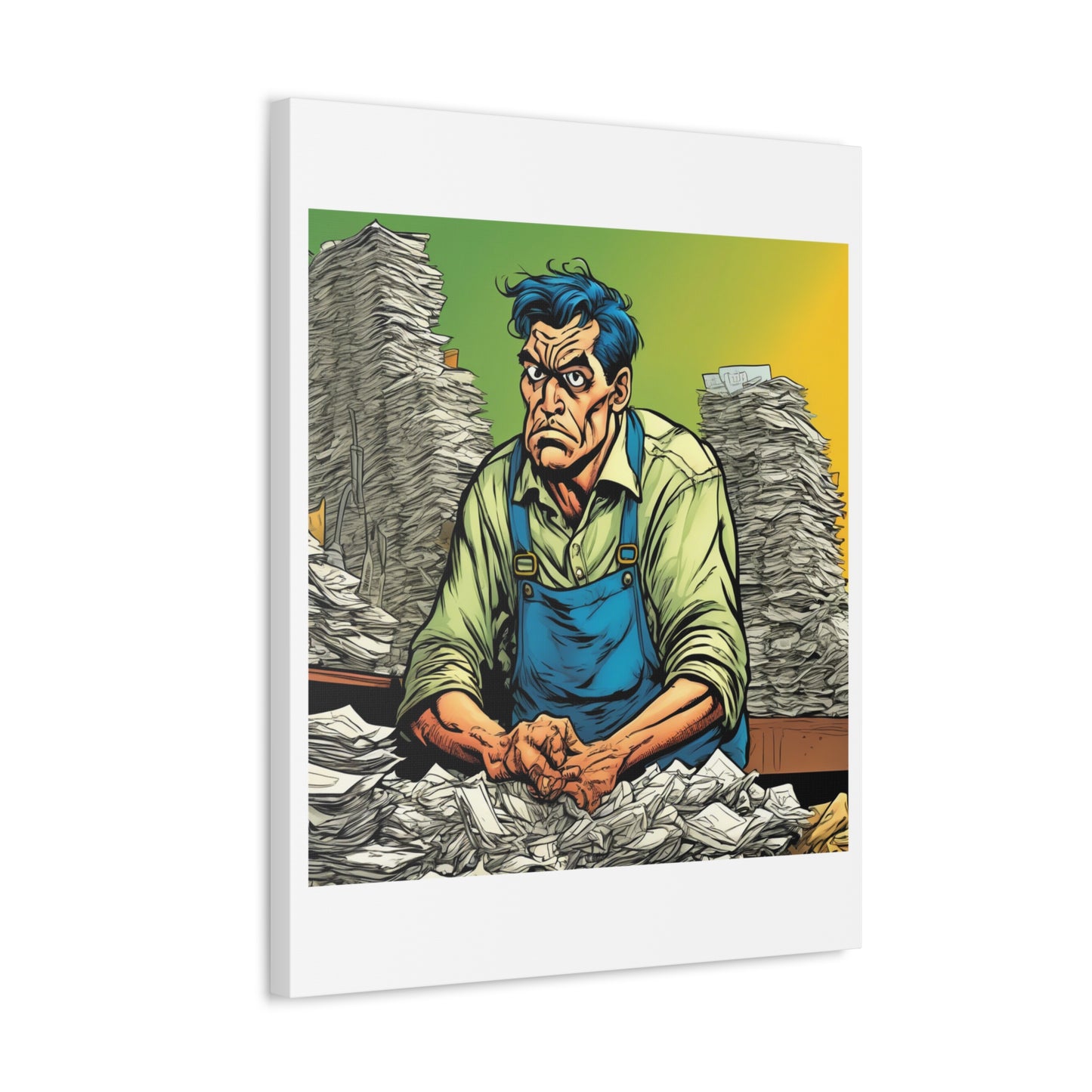 Paperwork Chaos Desk Worker Funny Office Art Canvas