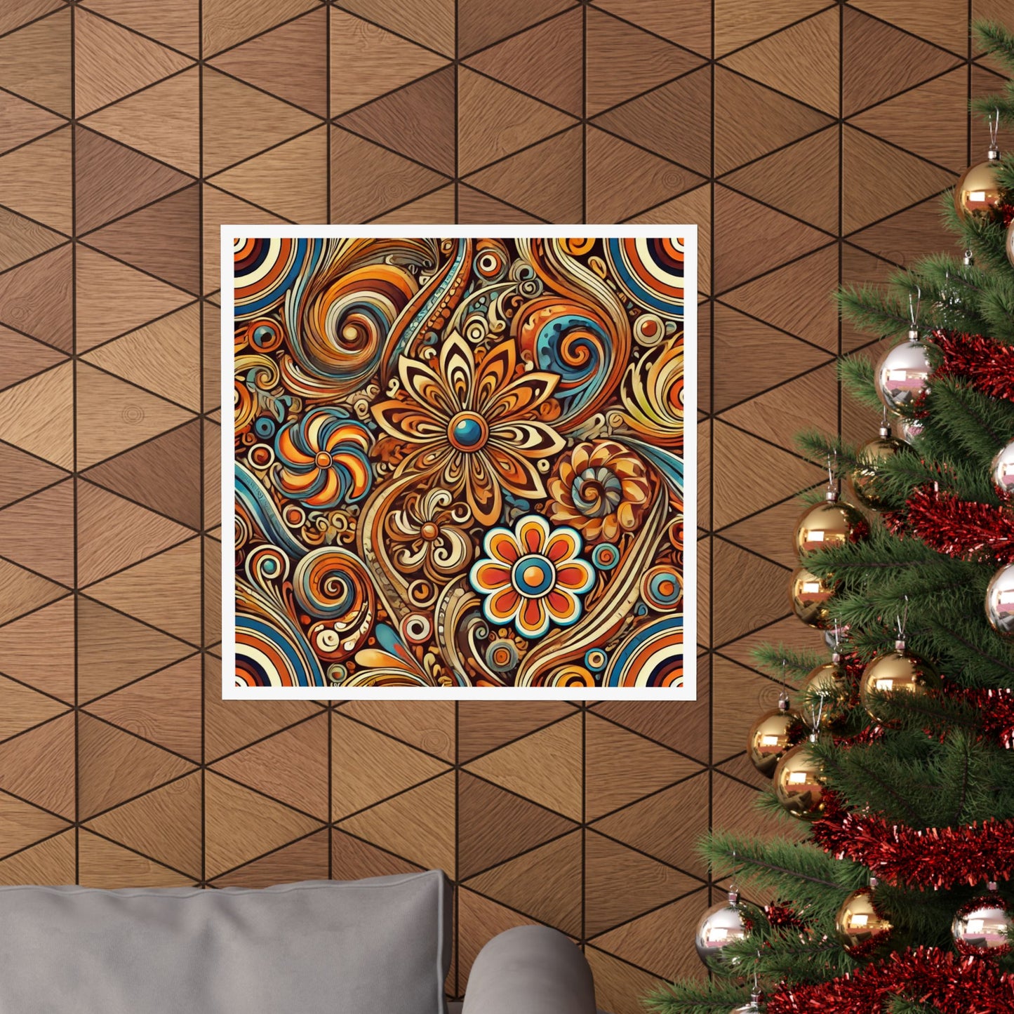 Ornate Abstract Floral Paisley Pattern Poster