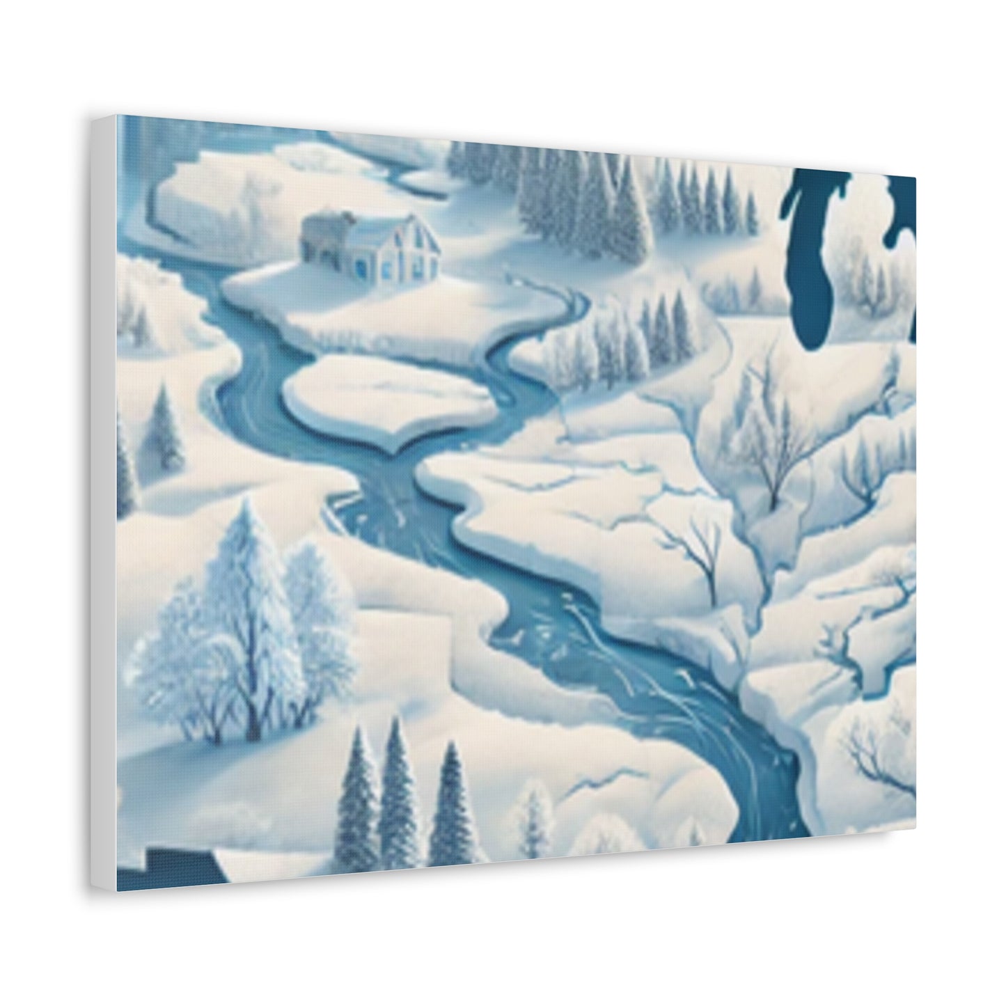 Winter USA Dreamscape Snowy Map Canvas Wall Art Travel Gift
