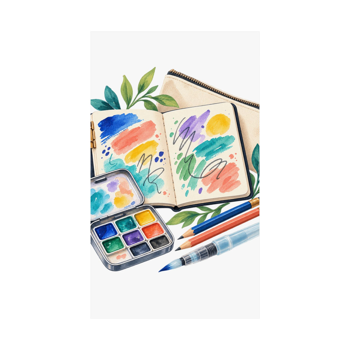 Colorful Urban Sketching Travel Kit Poster