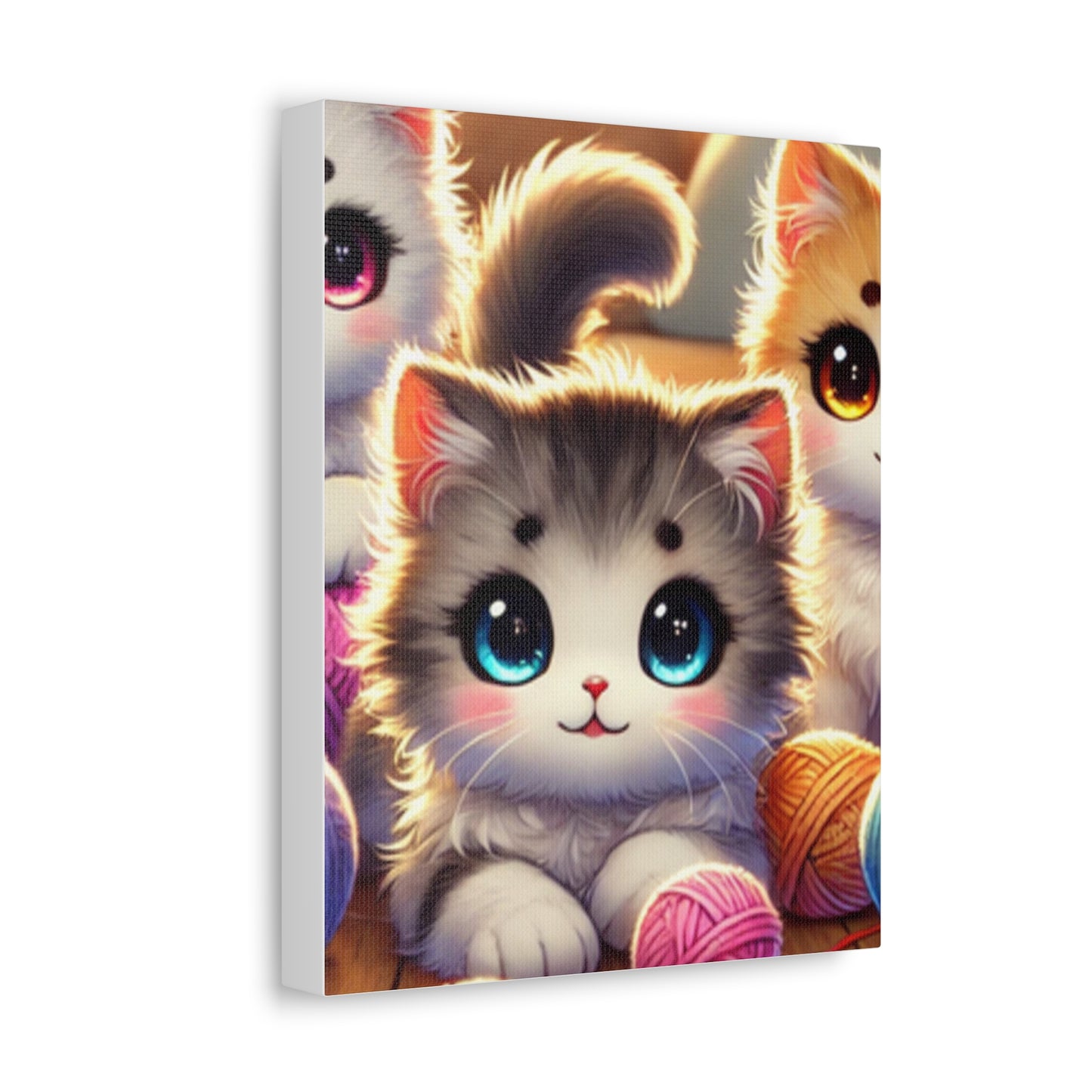 Cozy Yarn Kittens Cute Cat Canvas Knitting Room Wall Art Gift