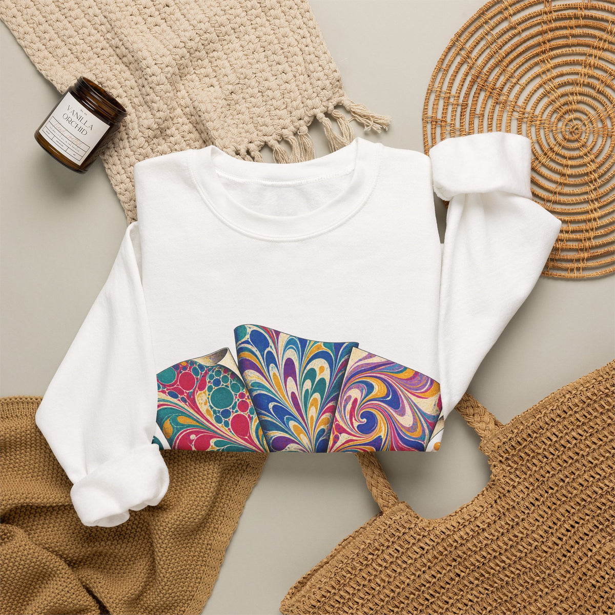 Colorful Paper Marbling Workshop Sweatshirt