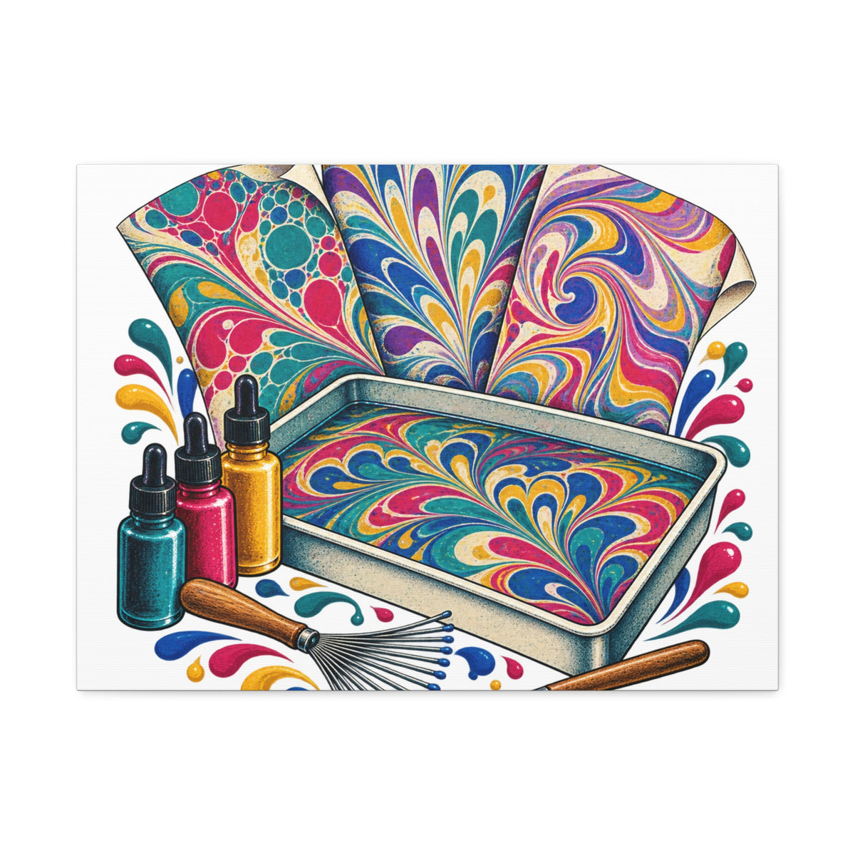 Colorful Paper Marbling Workshop Canvas
