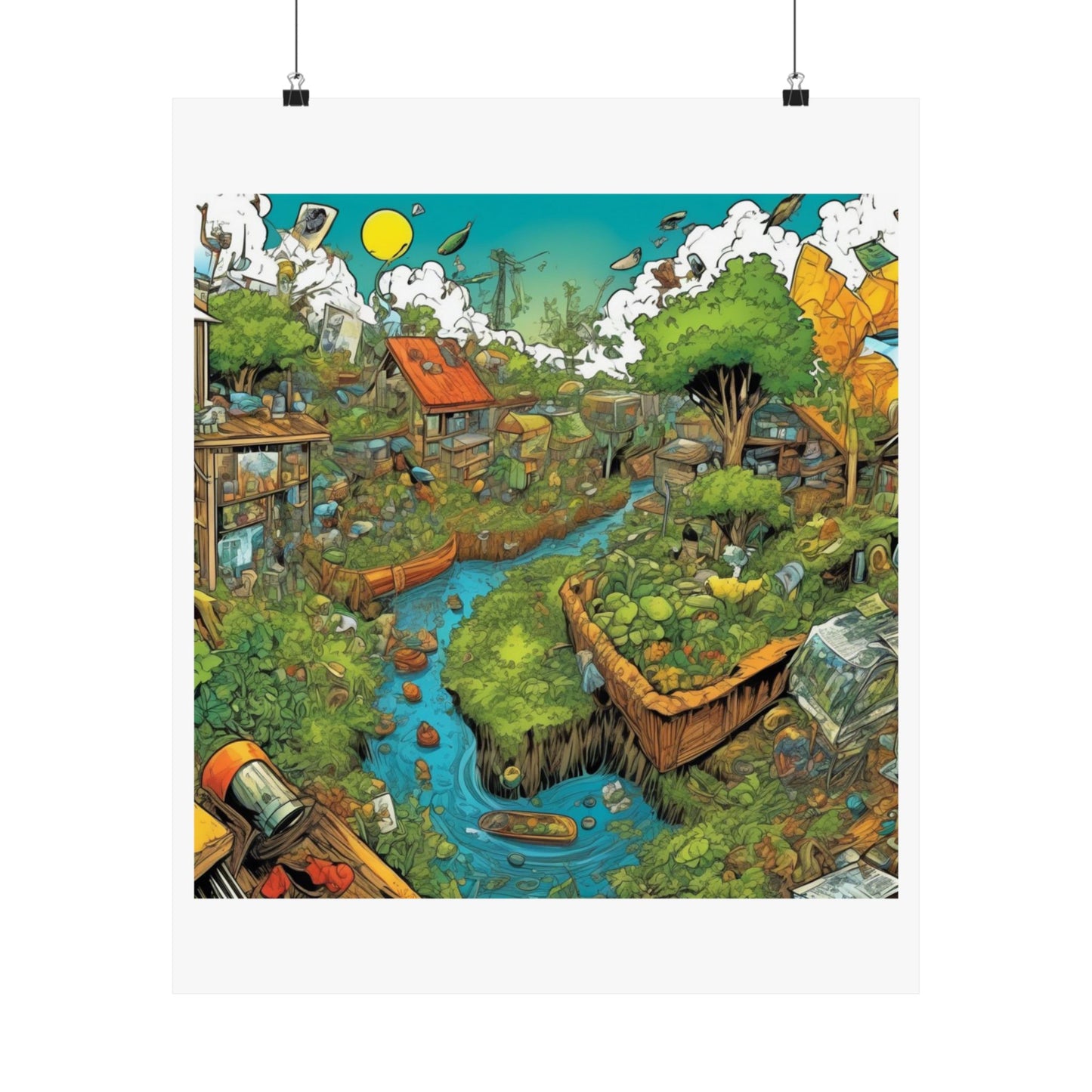 Whimsical Garden Stream Nature Gift Art Poster
