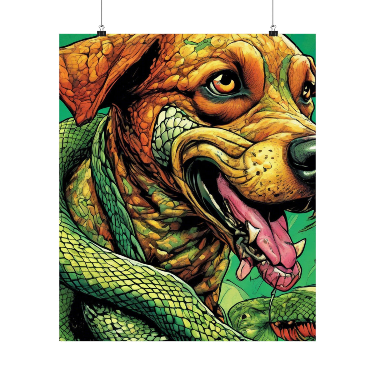 Serpent Guardian Dog Bold Fantasy Creature Art Poster