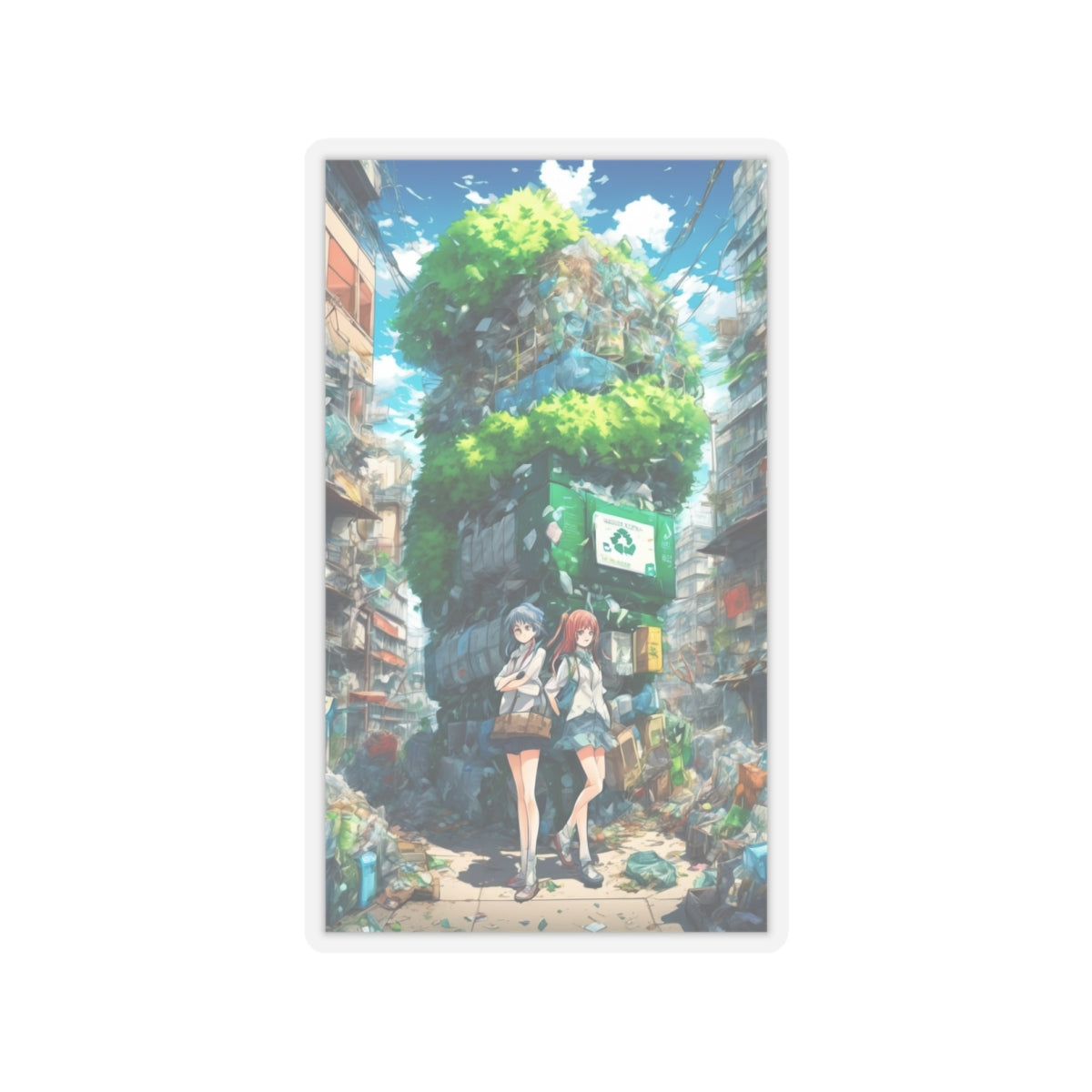 Urban Recycling Anime Friends Recycle City Sticker