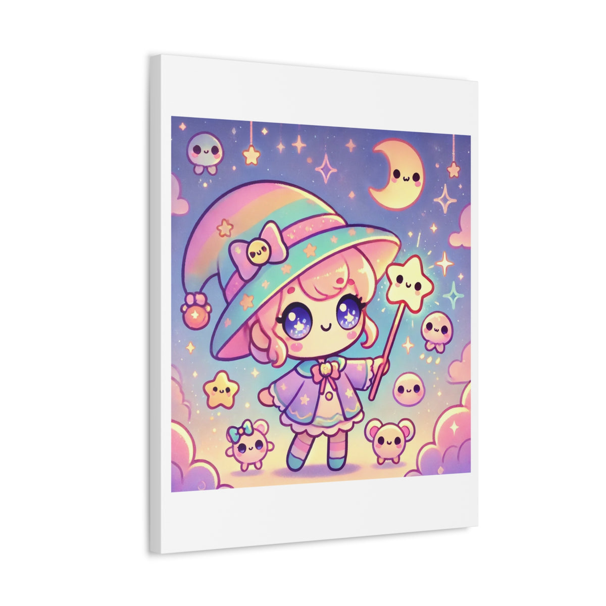 Kawaii Moon Wand Pastel Fantasy Canvas Wall Art