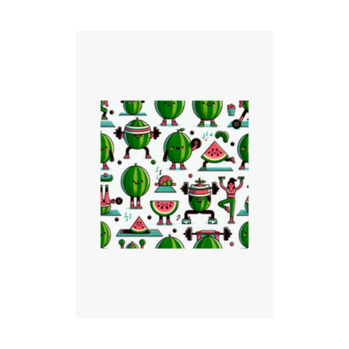Watermelon Workout Club Cute Food Fitness Wall Art Poster
