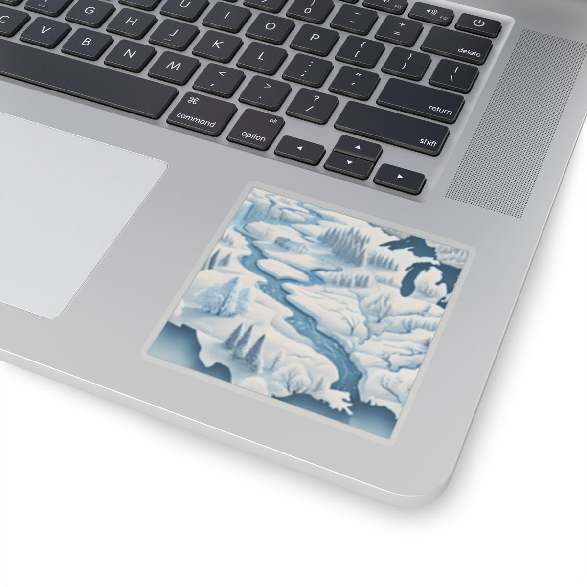 Winter USA Dreamscape Snowy Map Sticker for Laptop Water Bottle