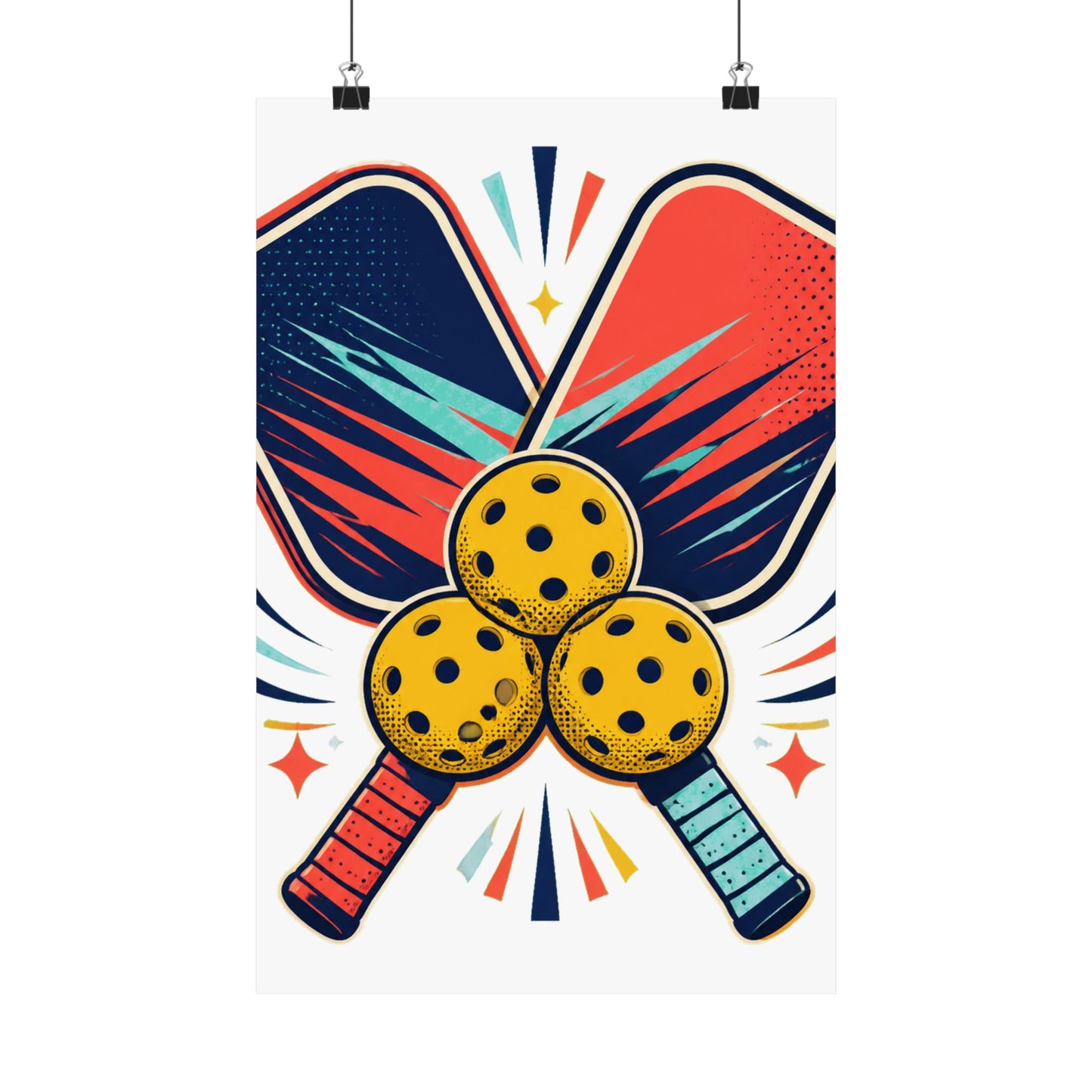 Retro Pickleball Paddles Recreational Sports Art Poster