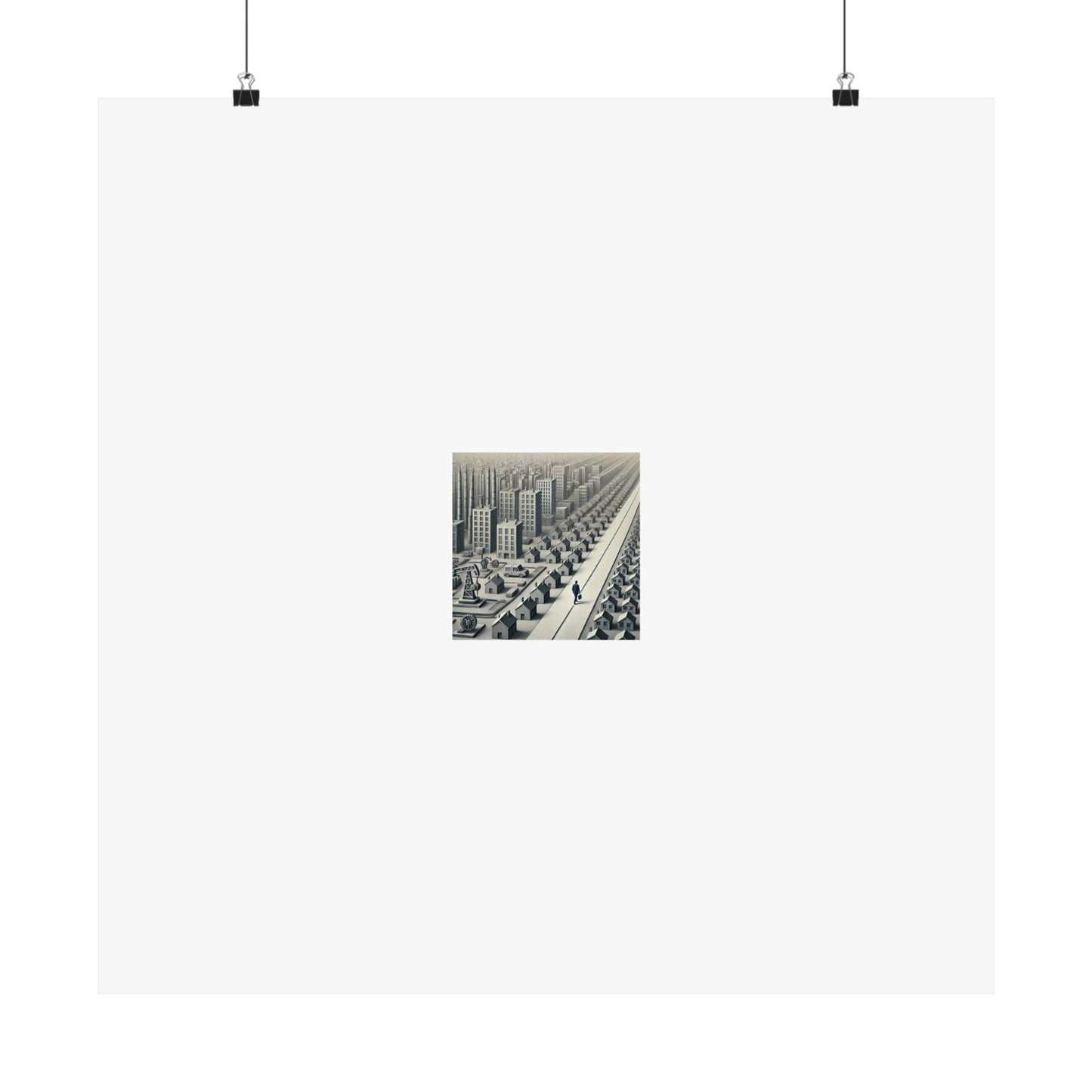 Monochrome Urban Factory Cityscape Poster Industrial Wall Art Gift