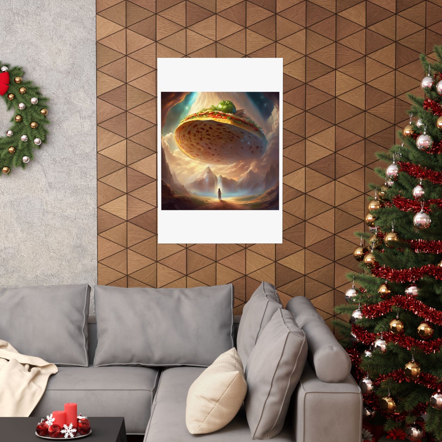 Cosmic Taco UFO Surreal Food Fantasy Art Poster
