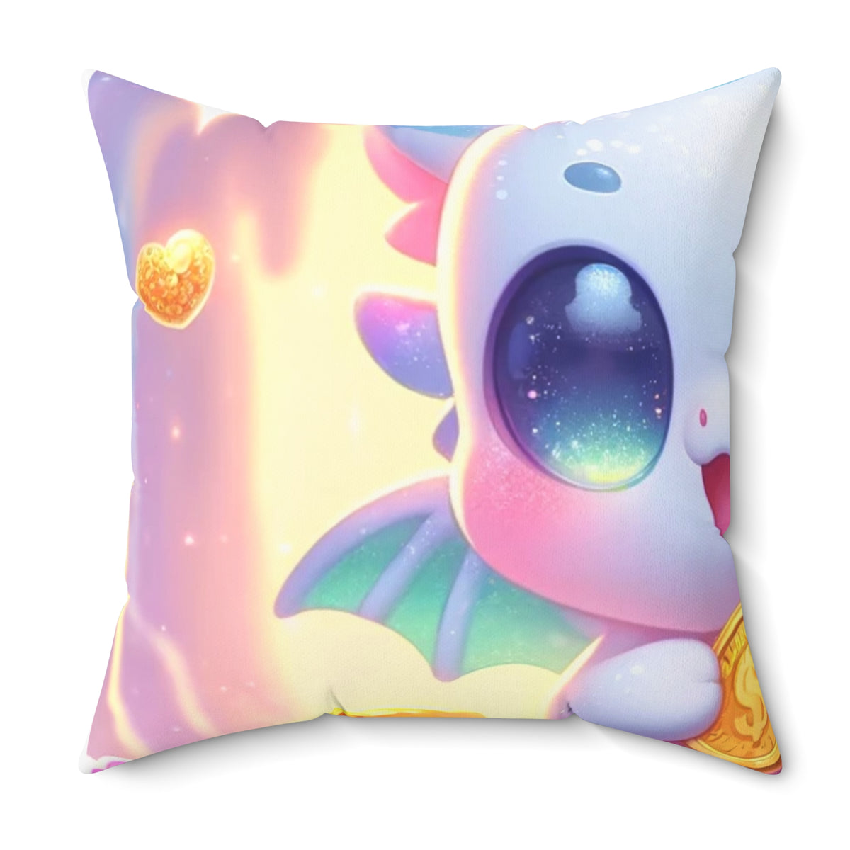 Pastel Treasure Dragon Kawaii Fantasy Decorative Pillow