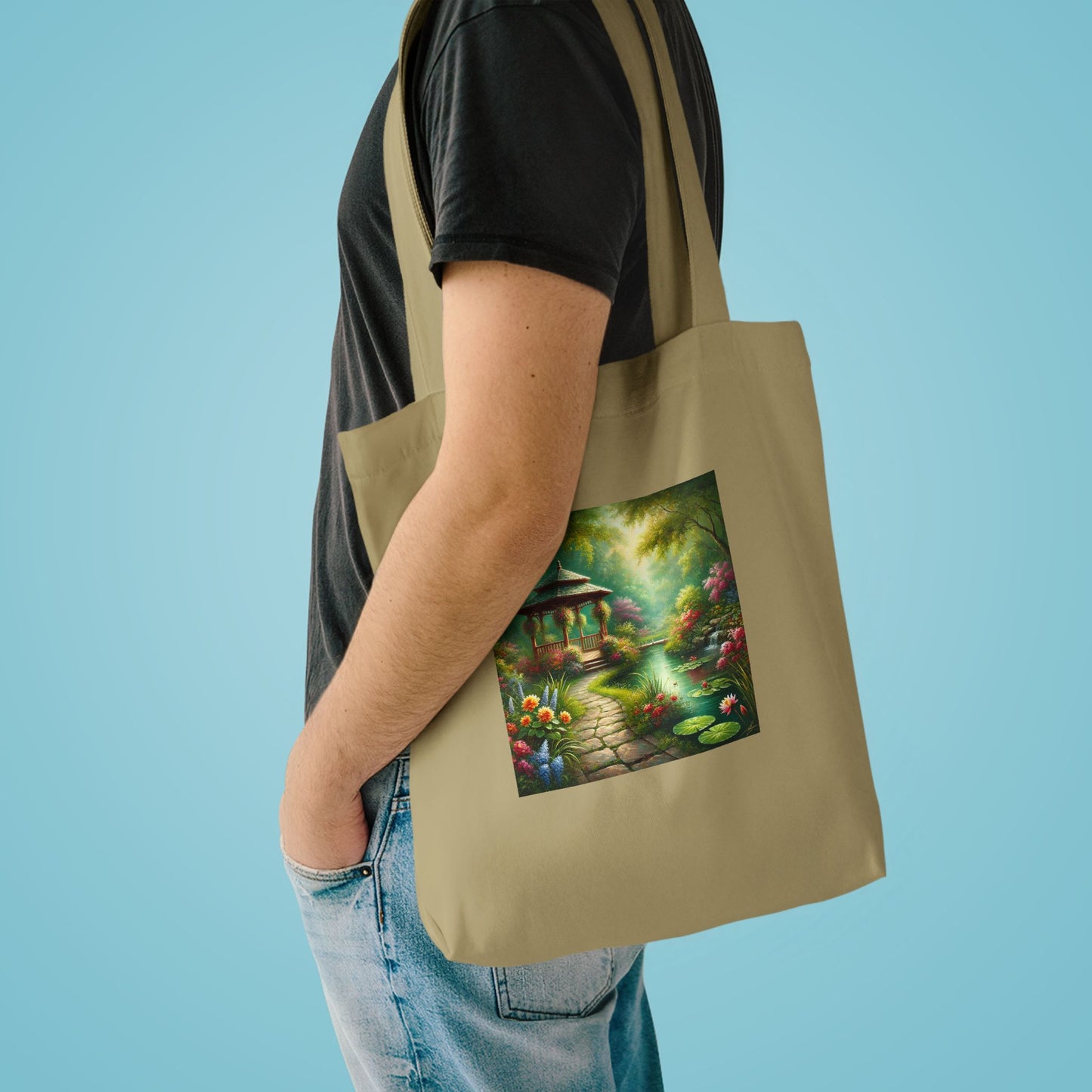 Spring Garden Gazebo Floral Landscape Tote Bag