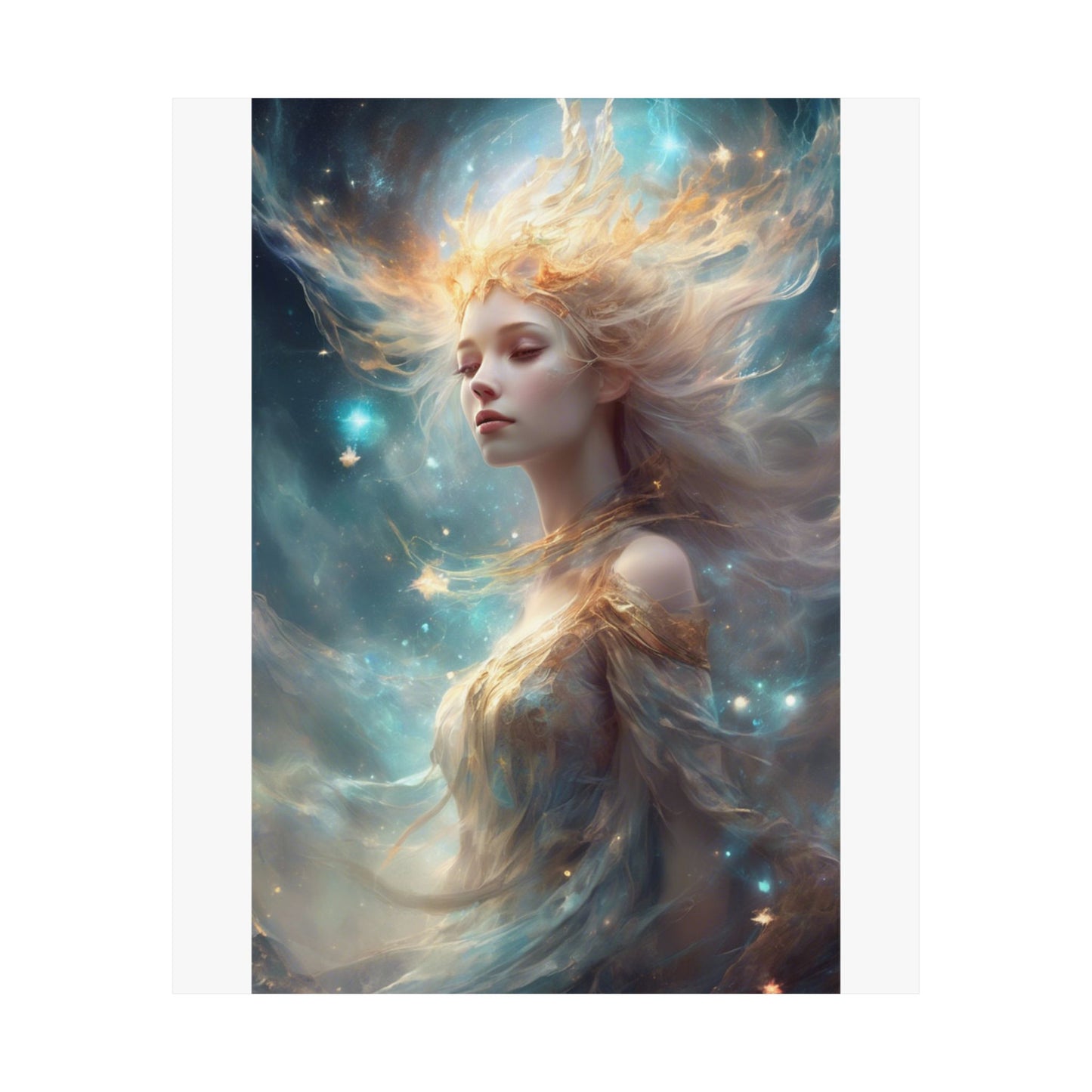 Solar Celestial Spirit Fantasy Portrait Poster