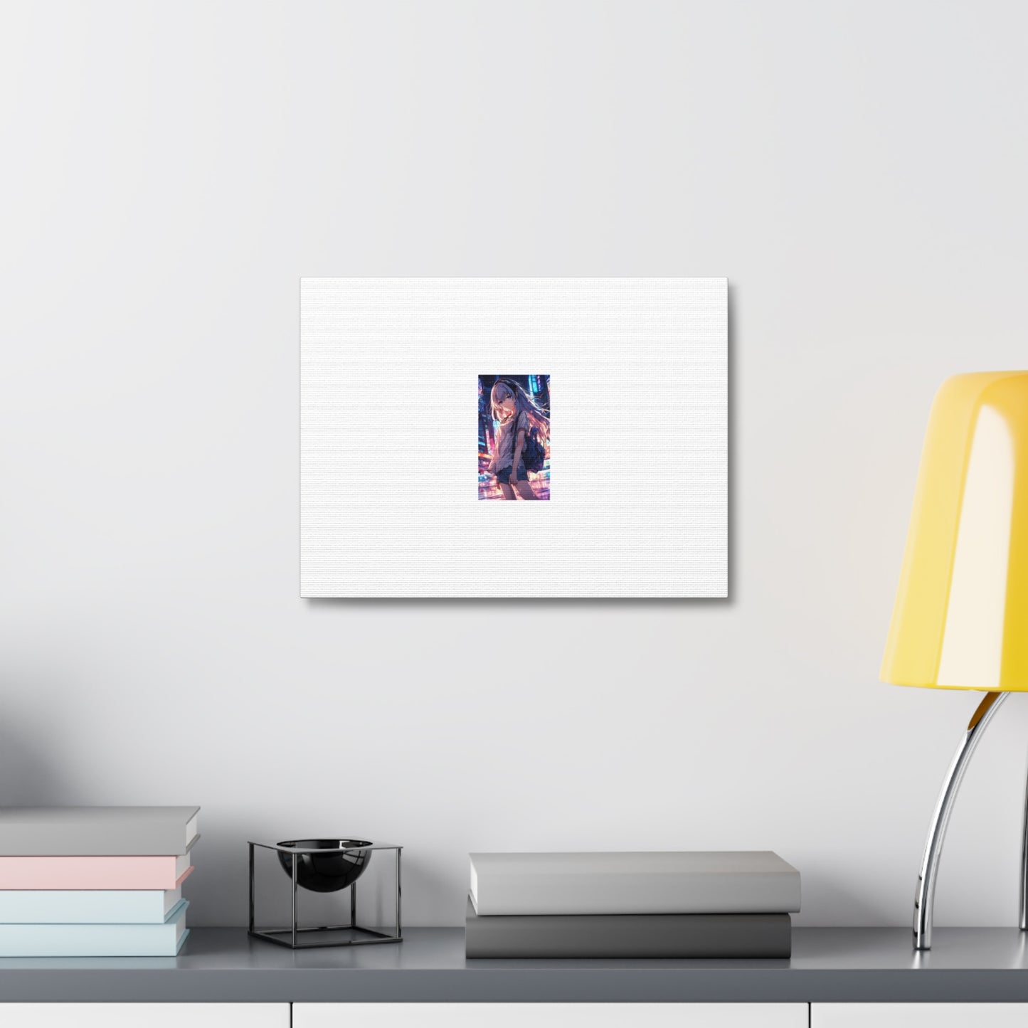 Anime City Night Heroine Portrait Neon Canvas Wall Art