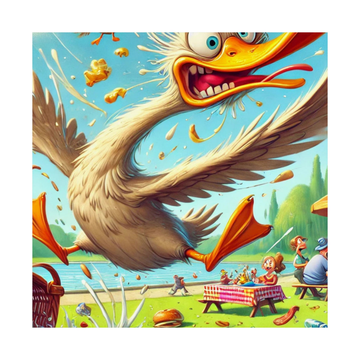 Chaotic Picnic Duck Funny Summer Wall Art Poster
