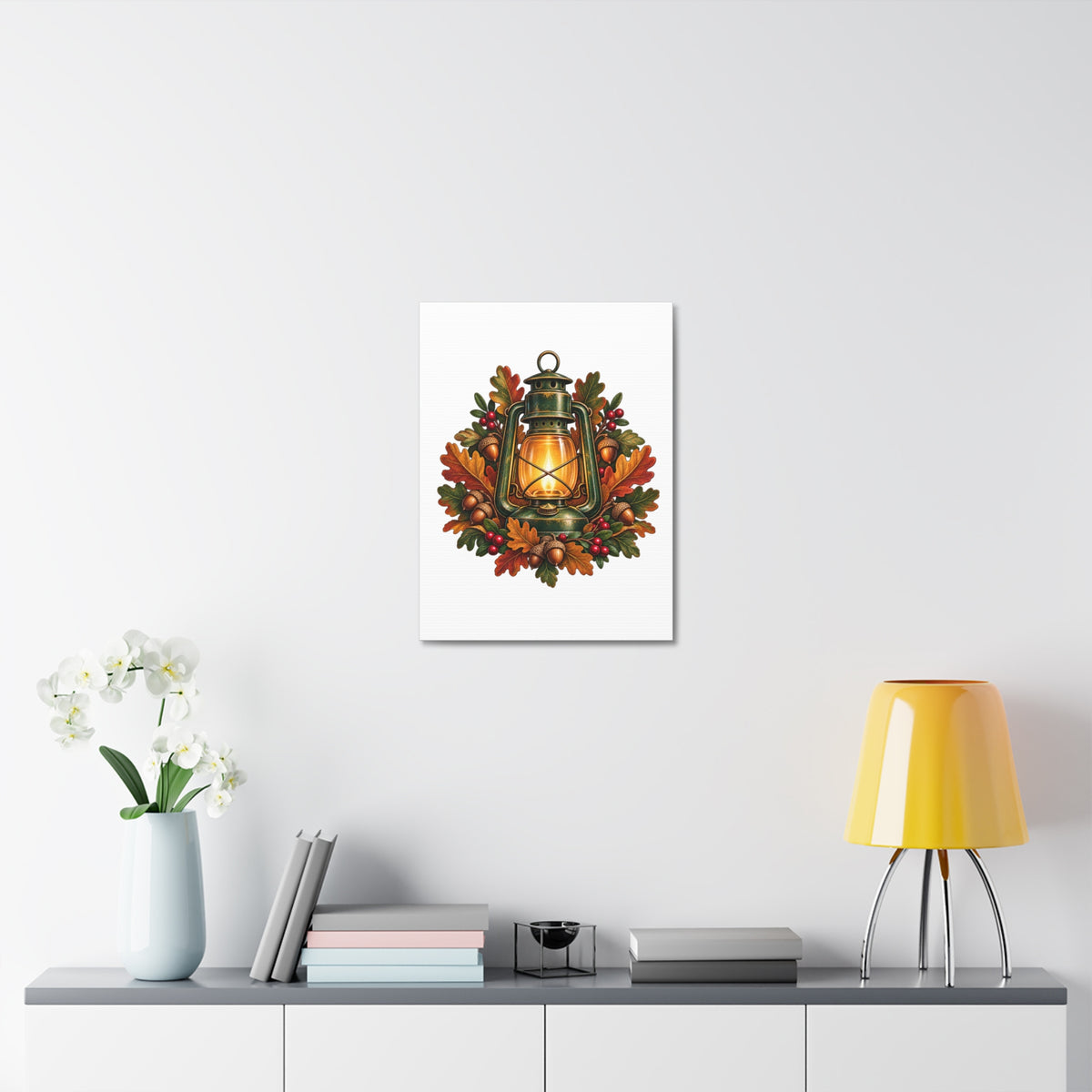 Autumn Oak Lantern and Acorns Canvas