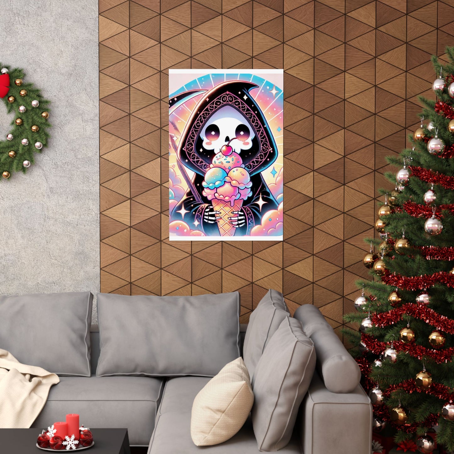 Cute Grim Reaper Ice Cream Pastel Novelty Poster