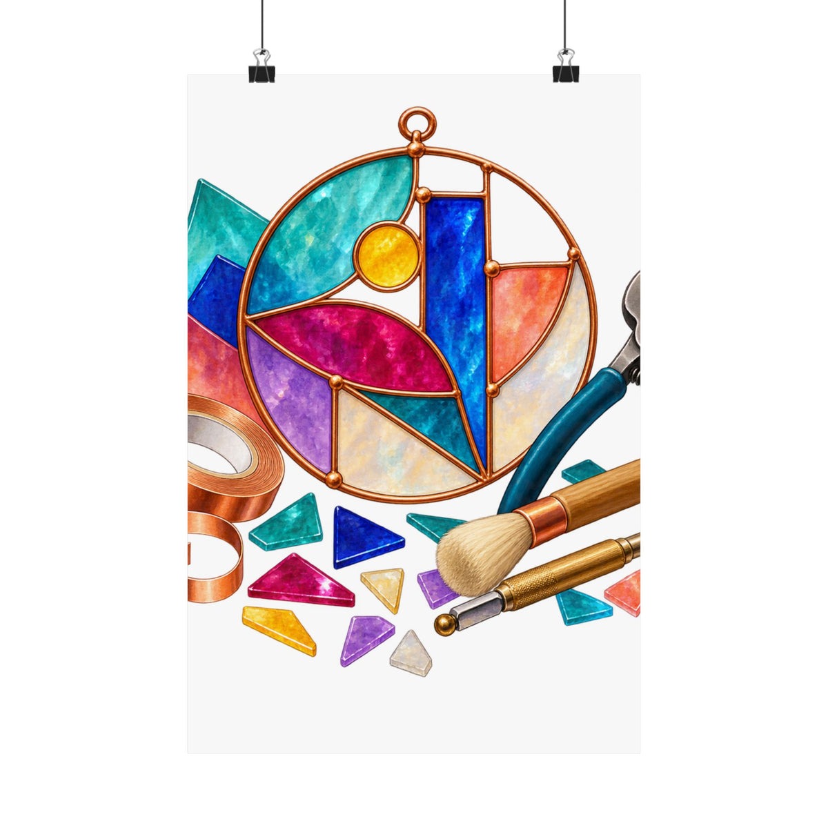 Abstract Stained Glass Suncatcher Workshop Poster