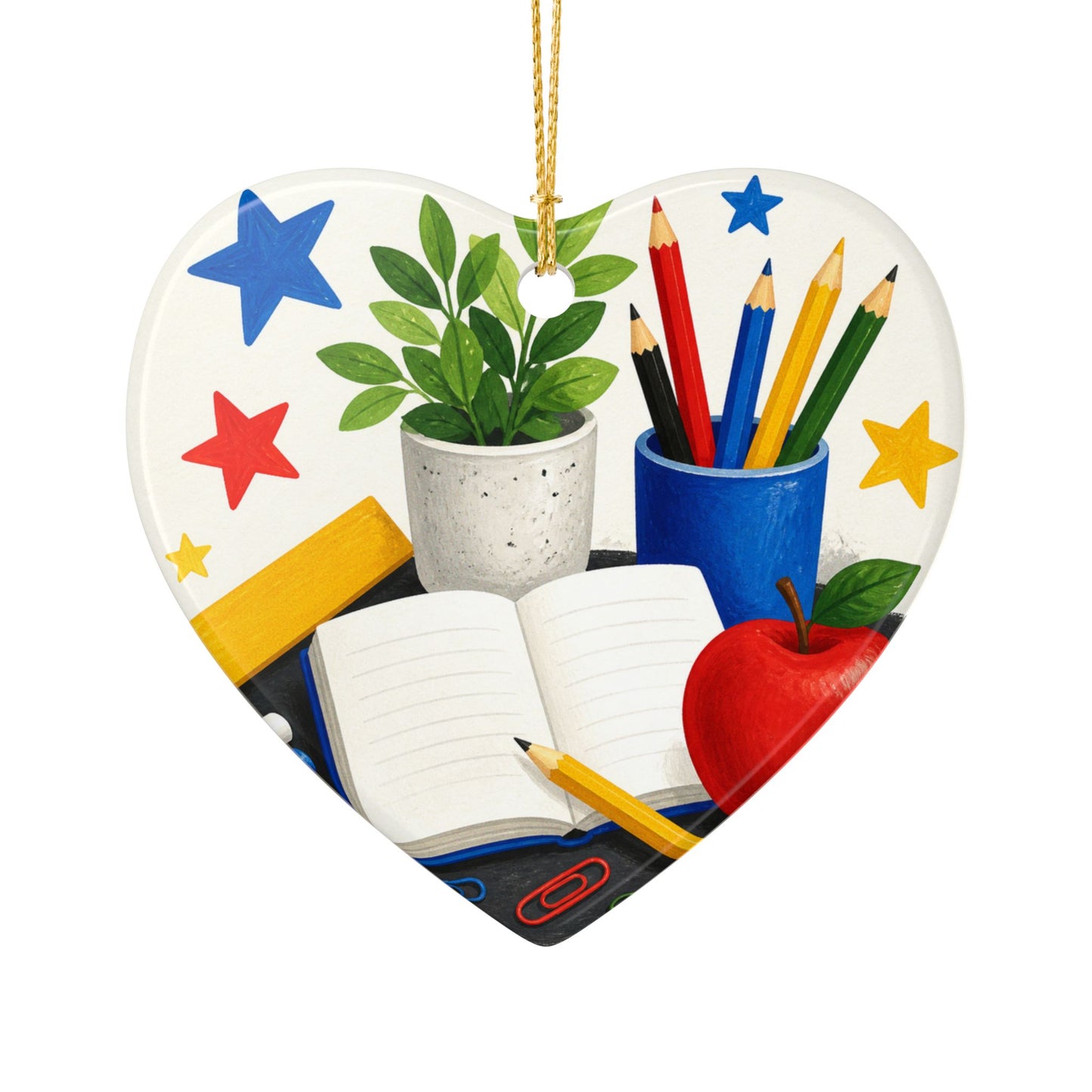 Colorful Classroom Supplies Teacher Appreciation Art Ceramic Ornament, Holiday K