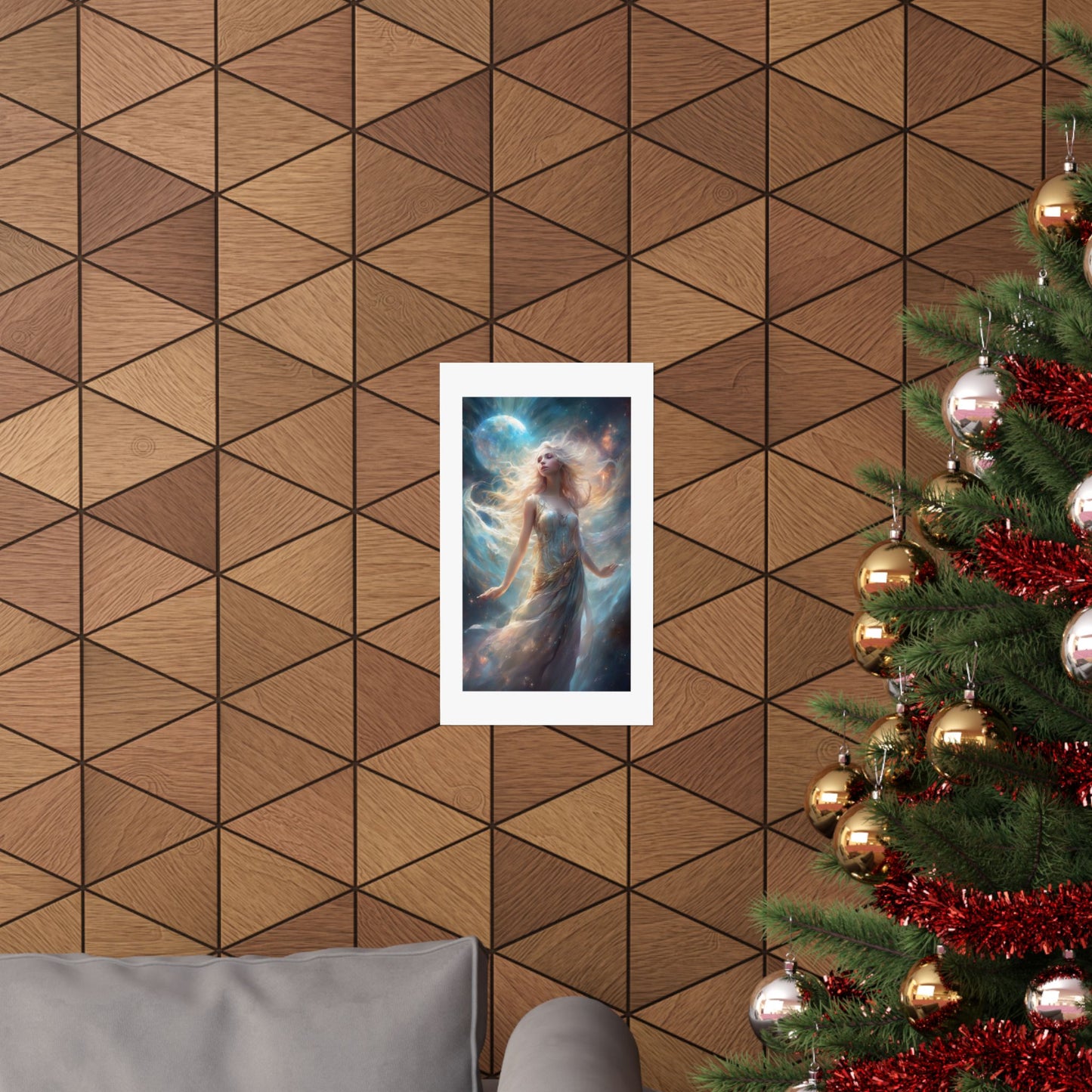 Moonlit Celestial Maiden Fantasy Portrait Poster