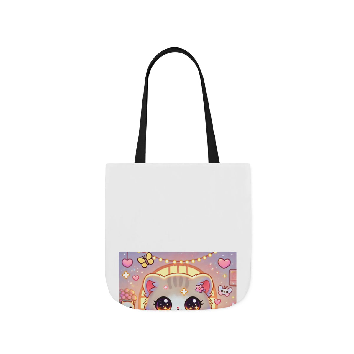 Cozy Kawaii Knitting Cat Pastel Yarn Canvas Tote Bag