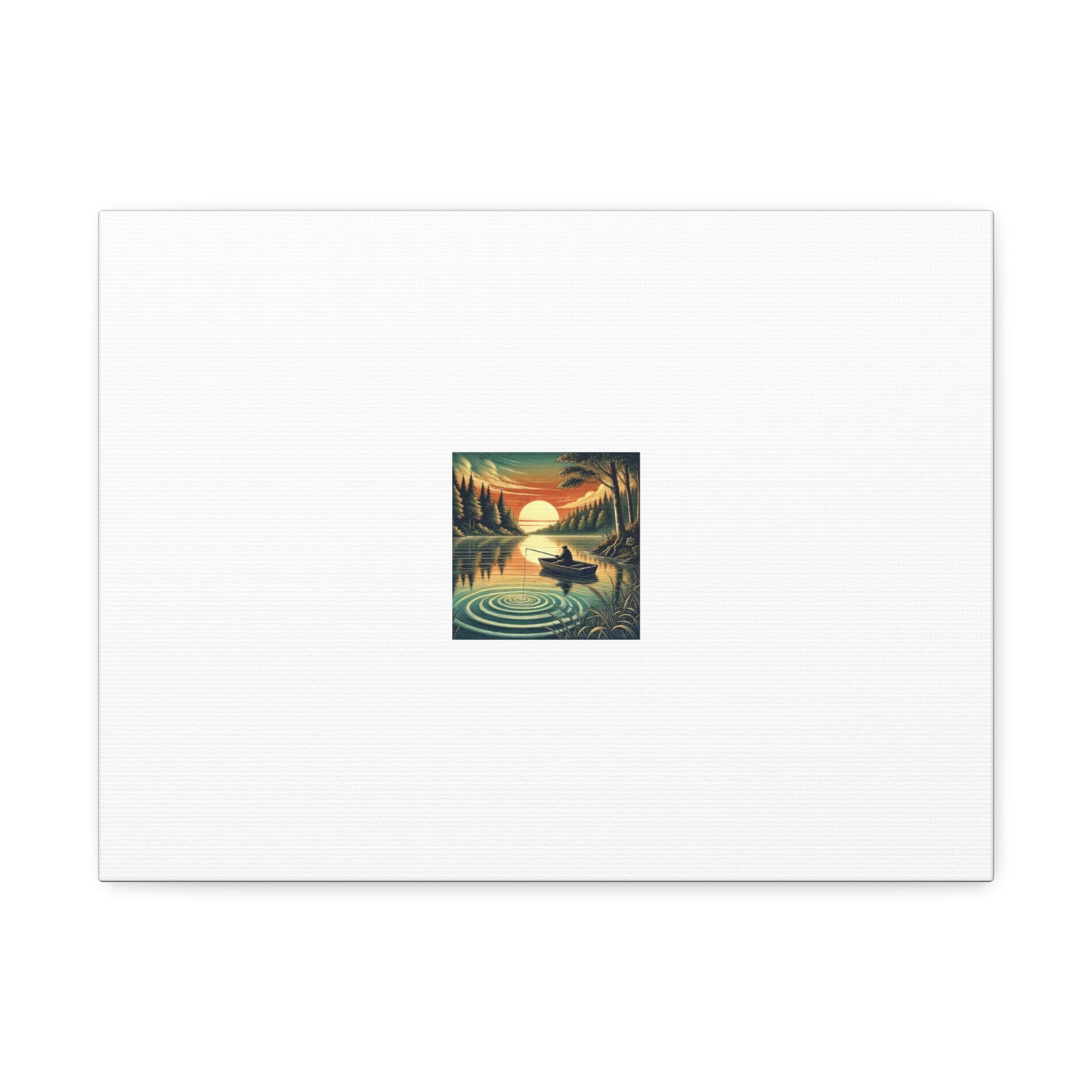Sunset Lake Fishing Retreat Canvas Lake House Fishing Wall Art Gift