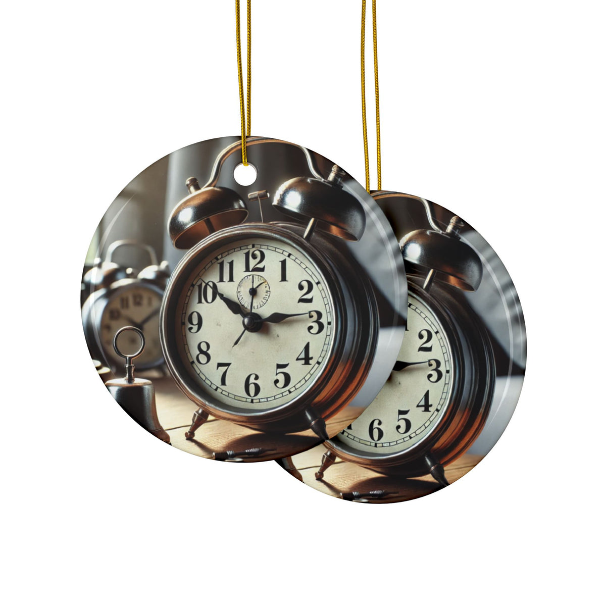 Vintage Alarm Clock Morning Routine Ceramic Ornament, Holiday Keepsake and Gift