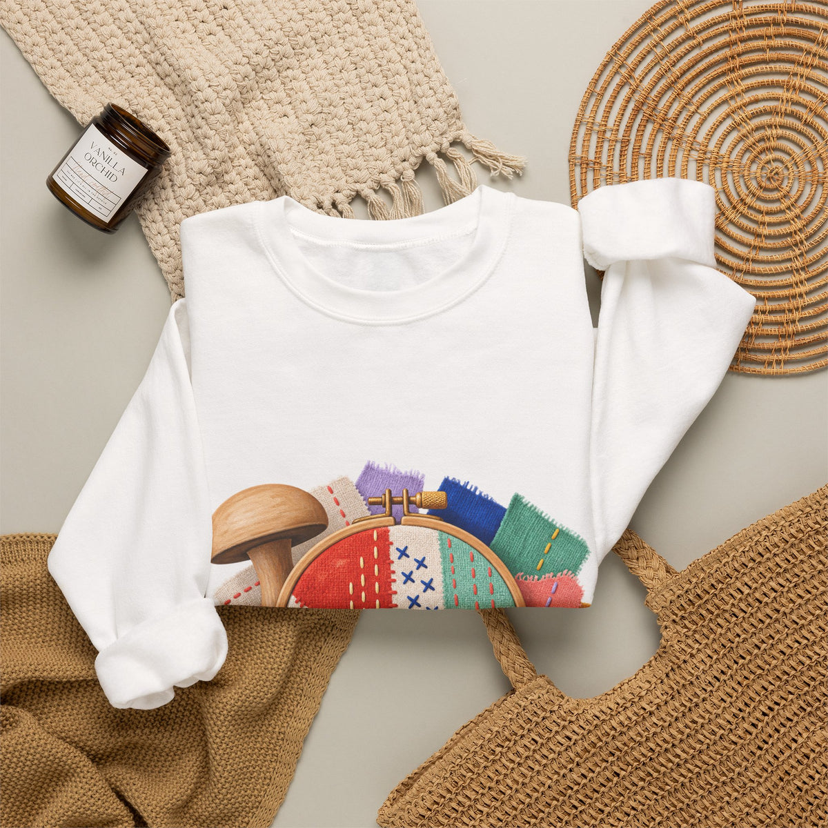 Colorful Visible Mending Workshop Sweatshirt