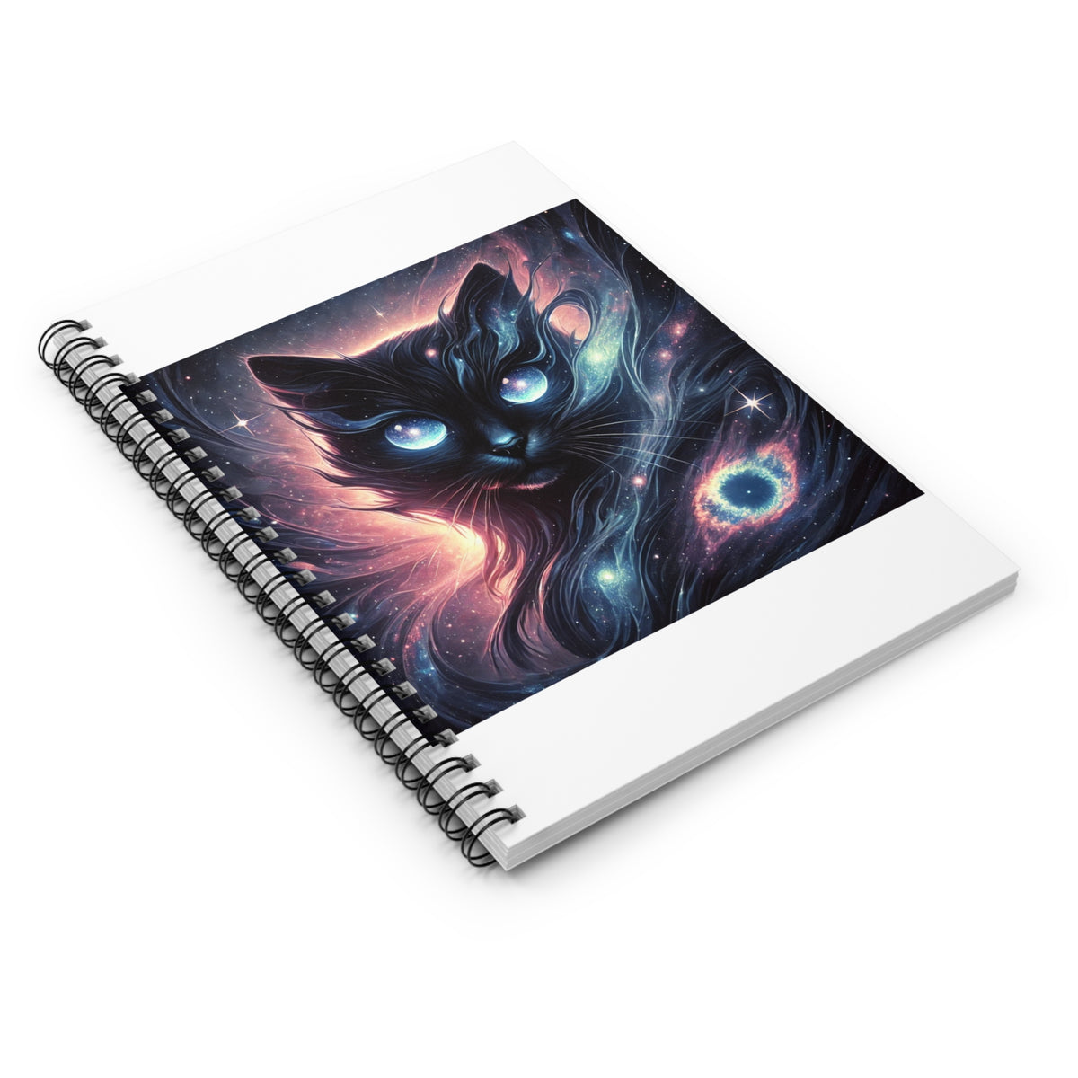 Cosmic Black Cat Galaxy Celestial Spiral Notebook