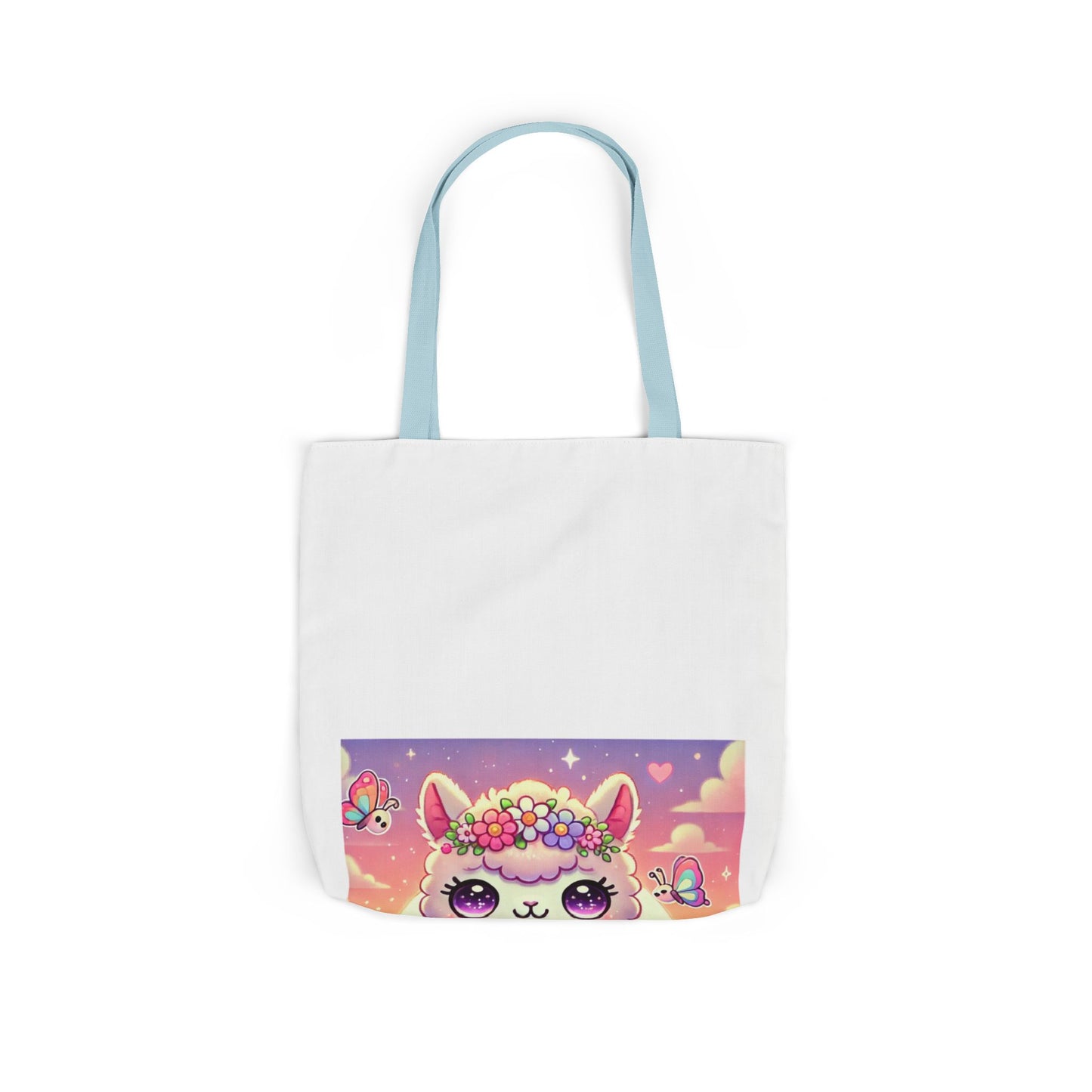 Pastel Floral Alpaca Garden Kawaii Canvas Tote Bag