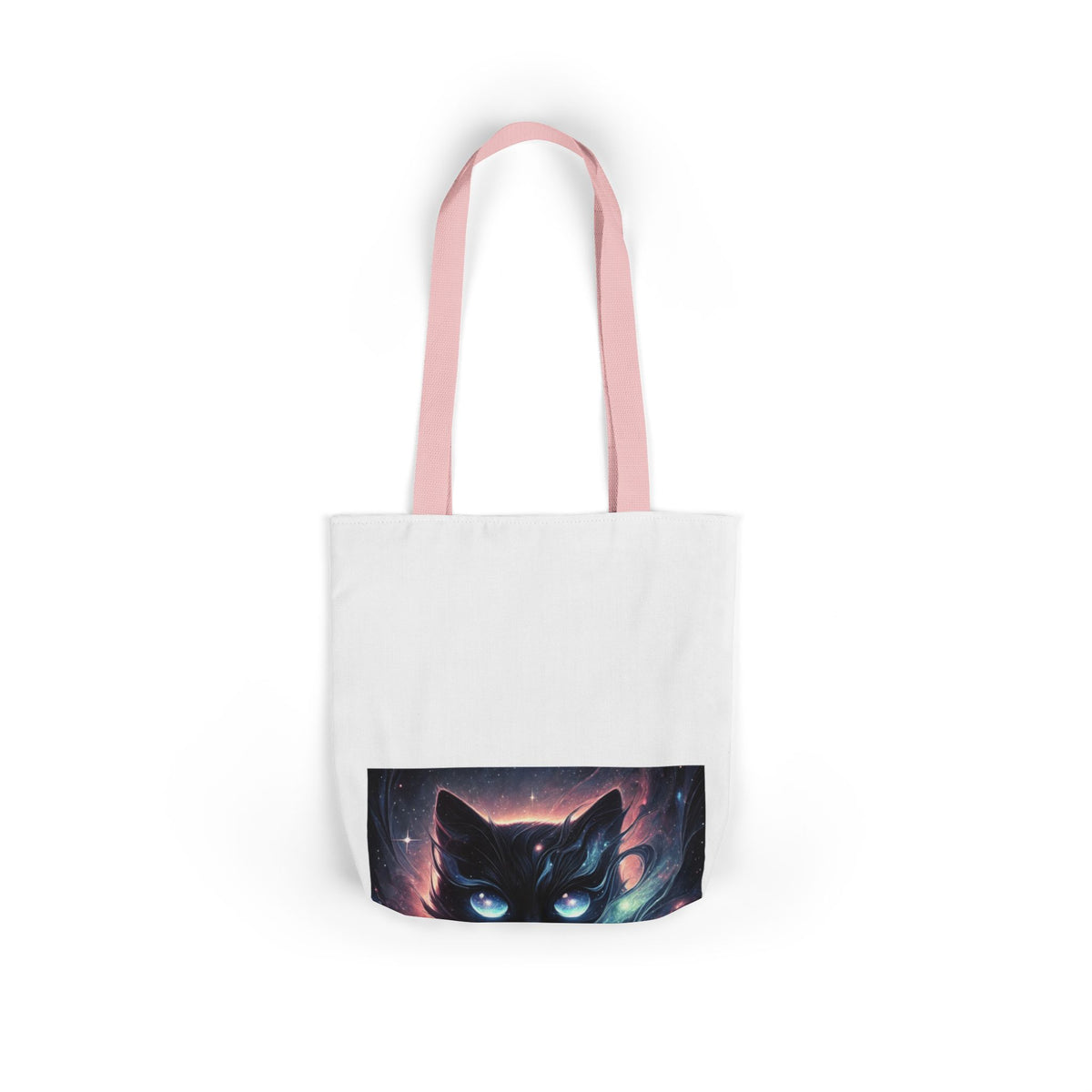 Cosmic Black Cat Galaxy Celestial Canvas Tote Bag