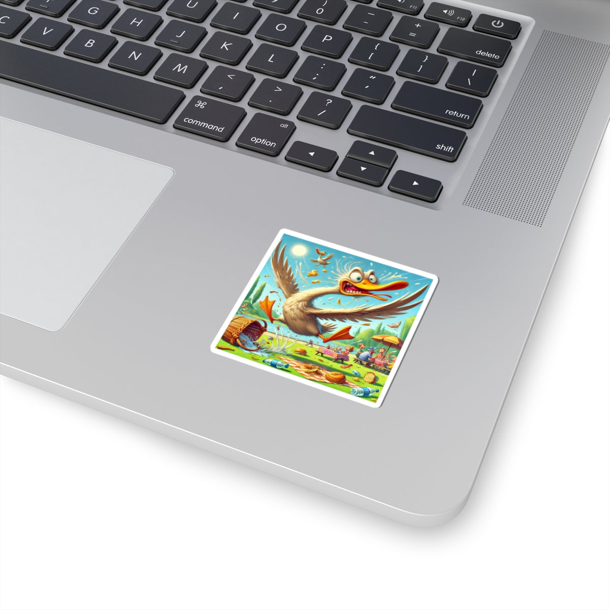 Chaotic Picnic Duck Funny Summer Adventure Sticker