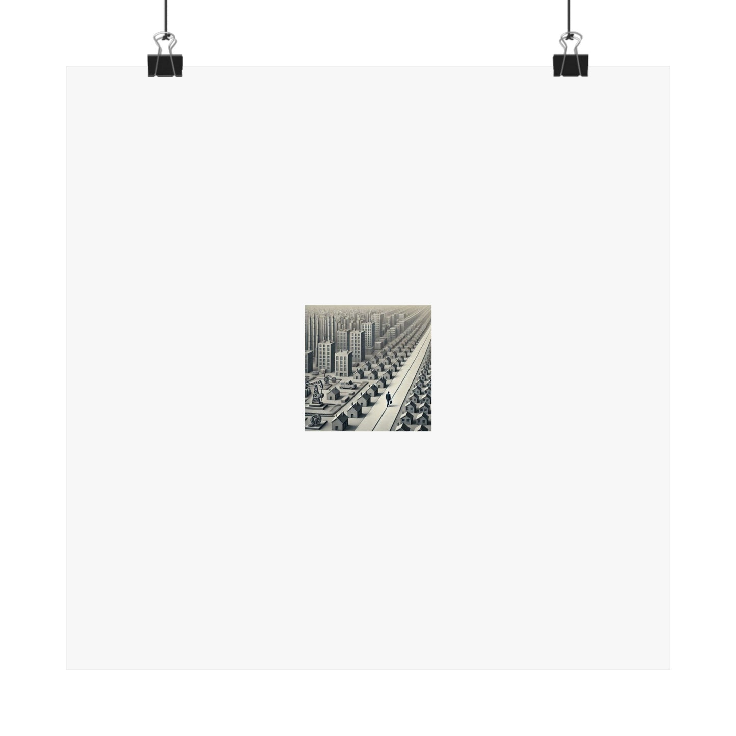 Monochrome Urban Factory Cityscape Poster Industrial Wall Art Gift
