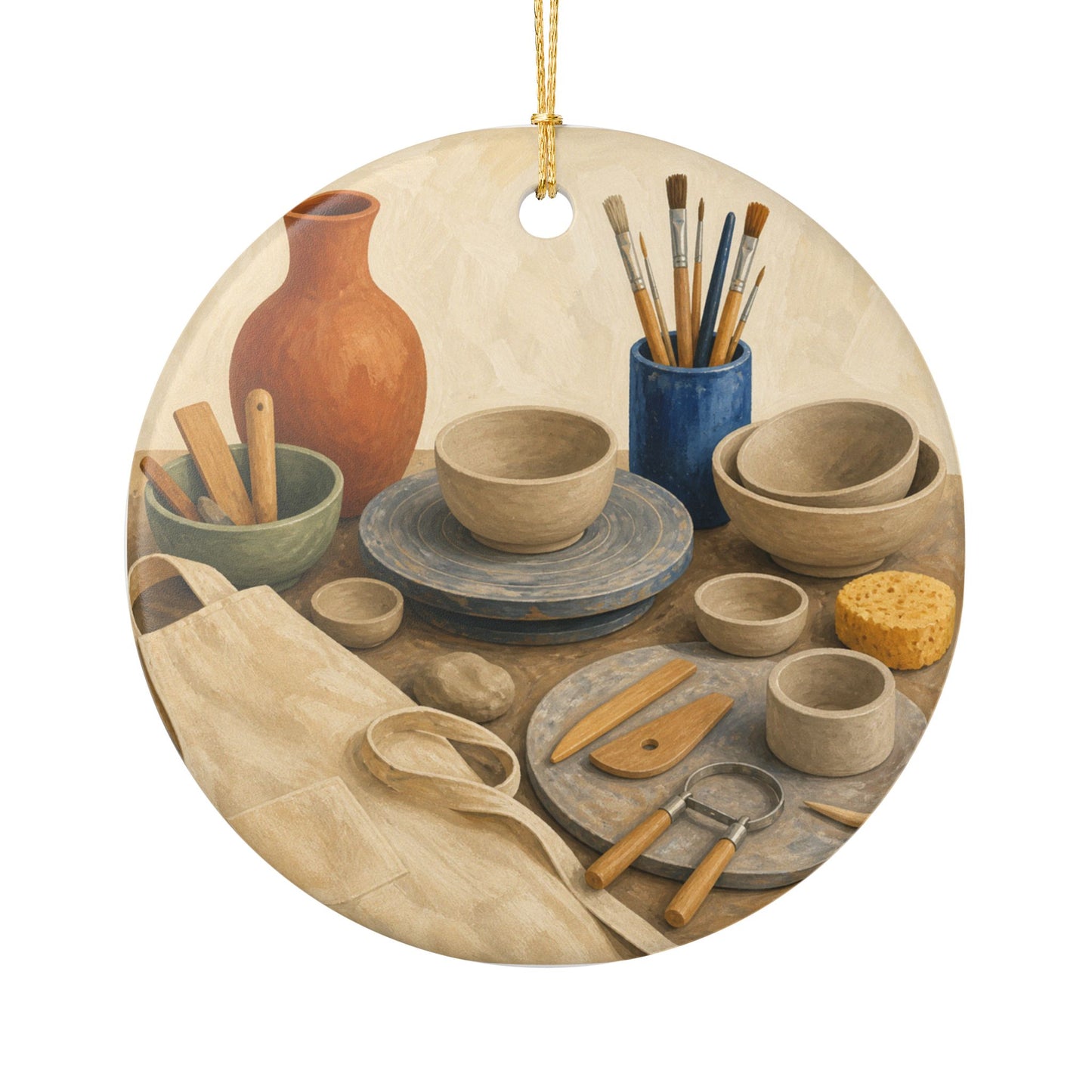Colorful Pottery Studio Hobby Art Ceramic Ornament, Holiday Keepsake and Gift