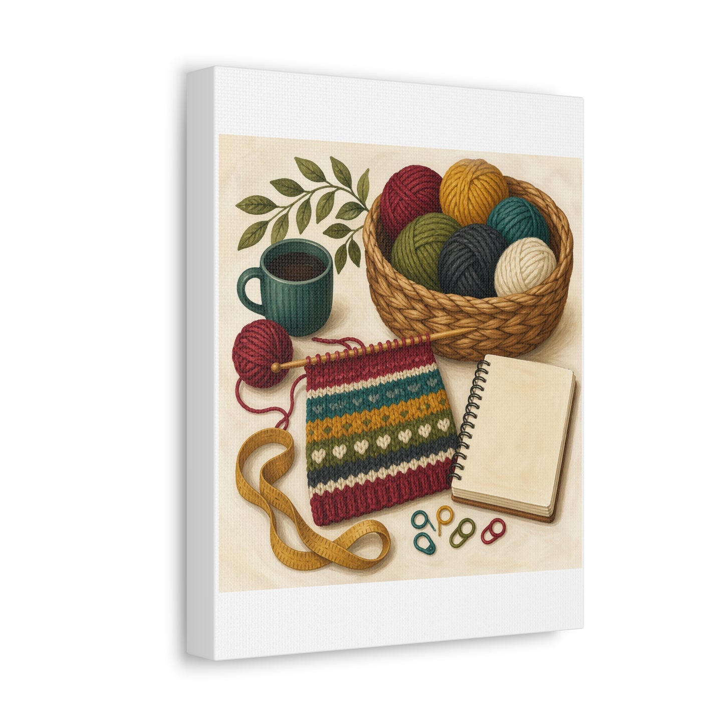 Cozy Knitting and Yarn Hobby Art Canvas Art