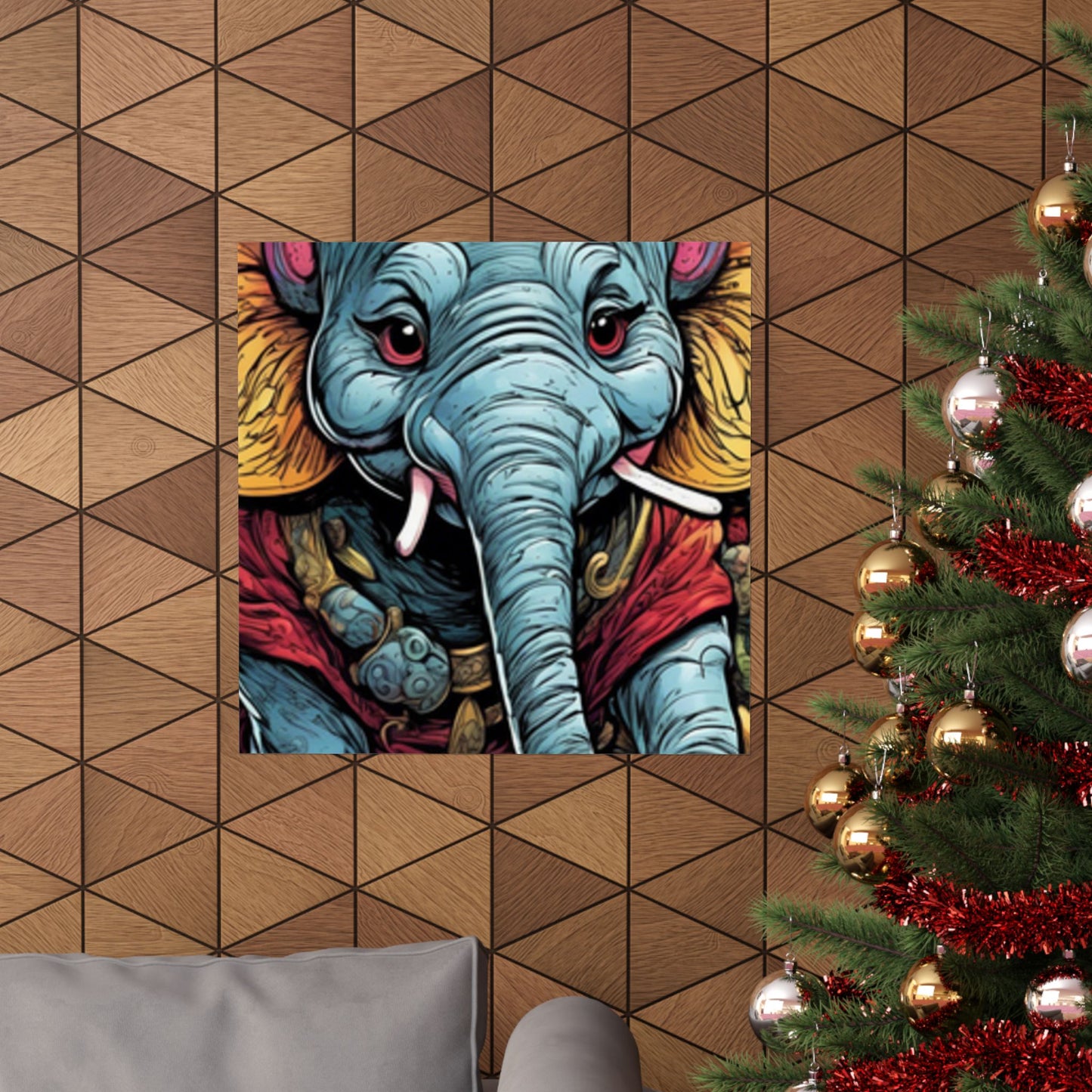 Colorful Elephant Garden Parade Wildlife Wall Art Poster