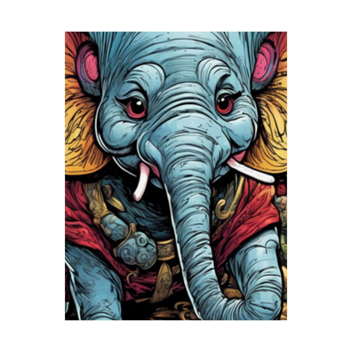 Colorful Elephant Garden Parade Wildlife Wall Art Poster
