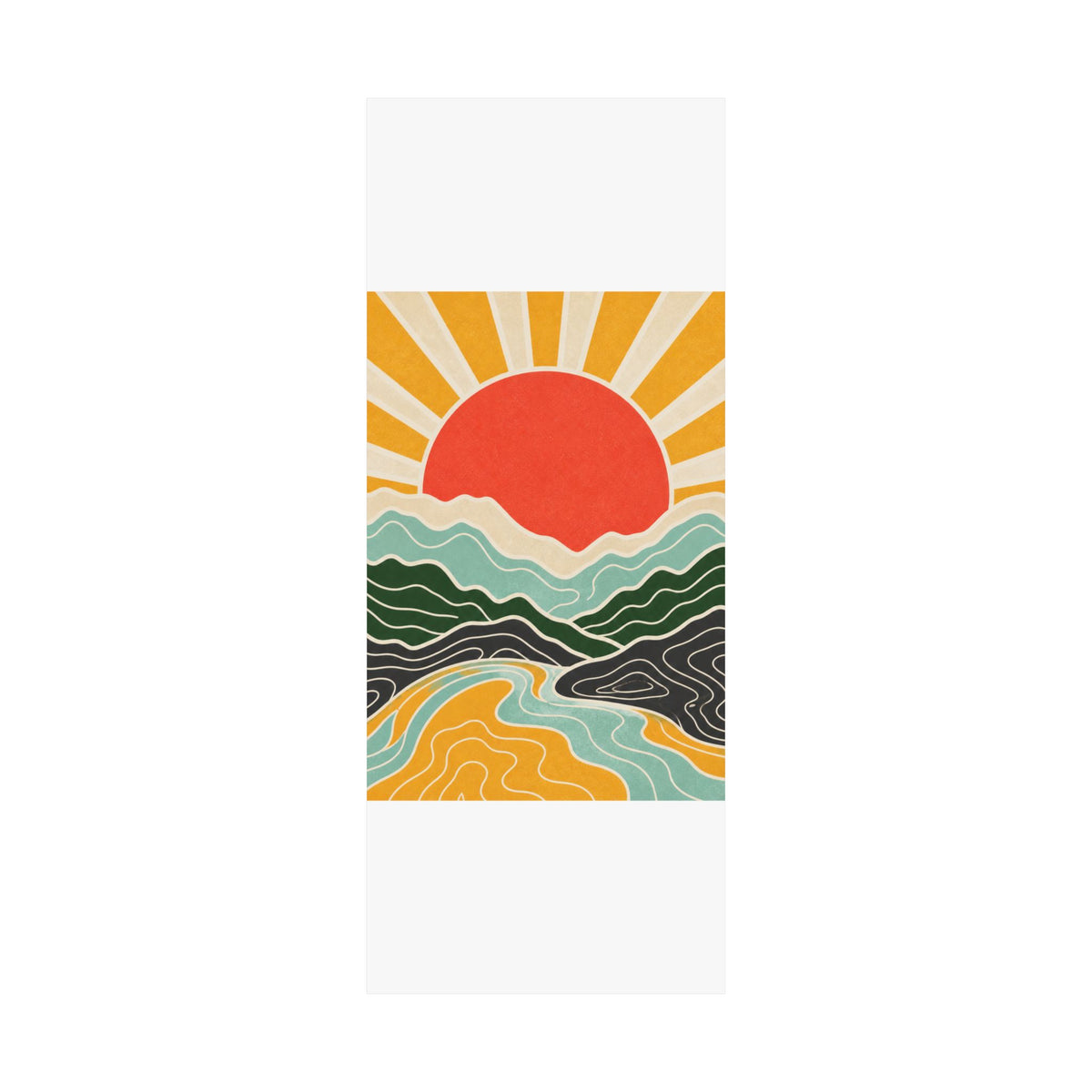 Topographic Sunrise Mid Century Mountain Art Poster