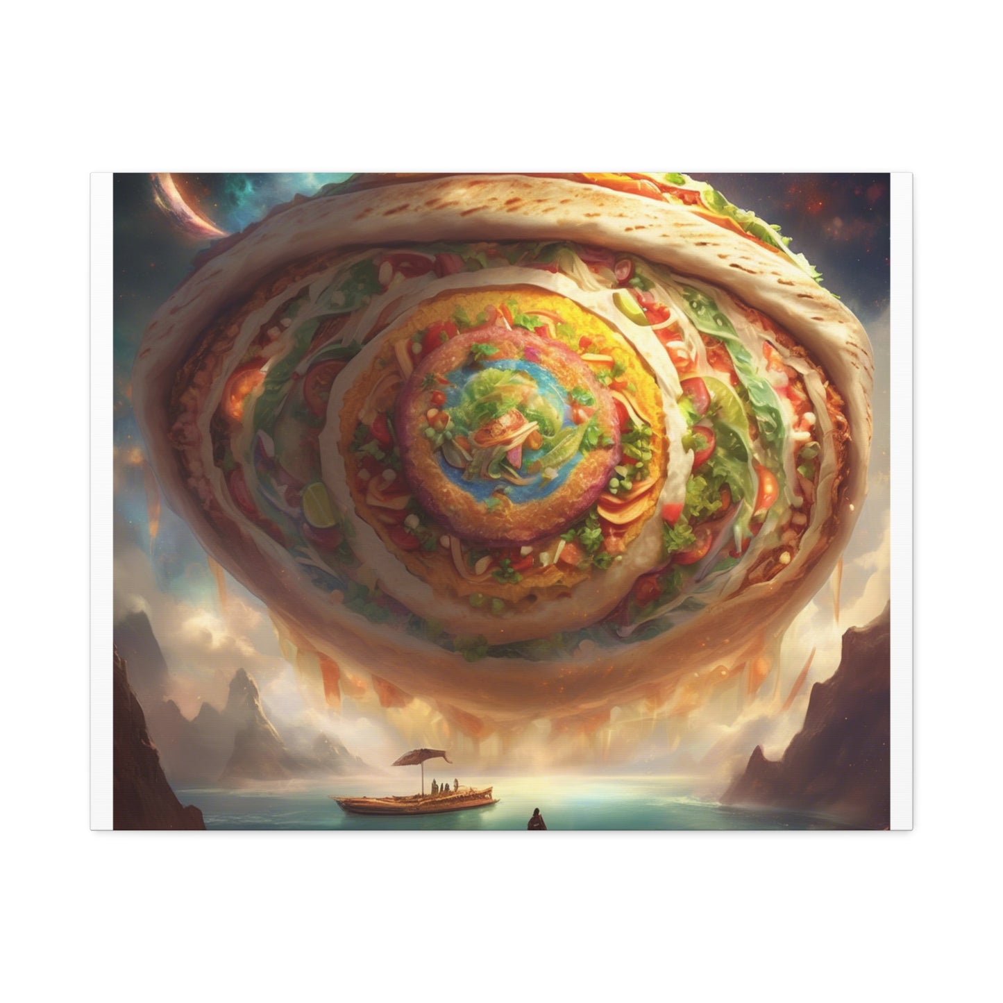 Cosmic Taco Portal Surreal Food Fantasy Art Canvas