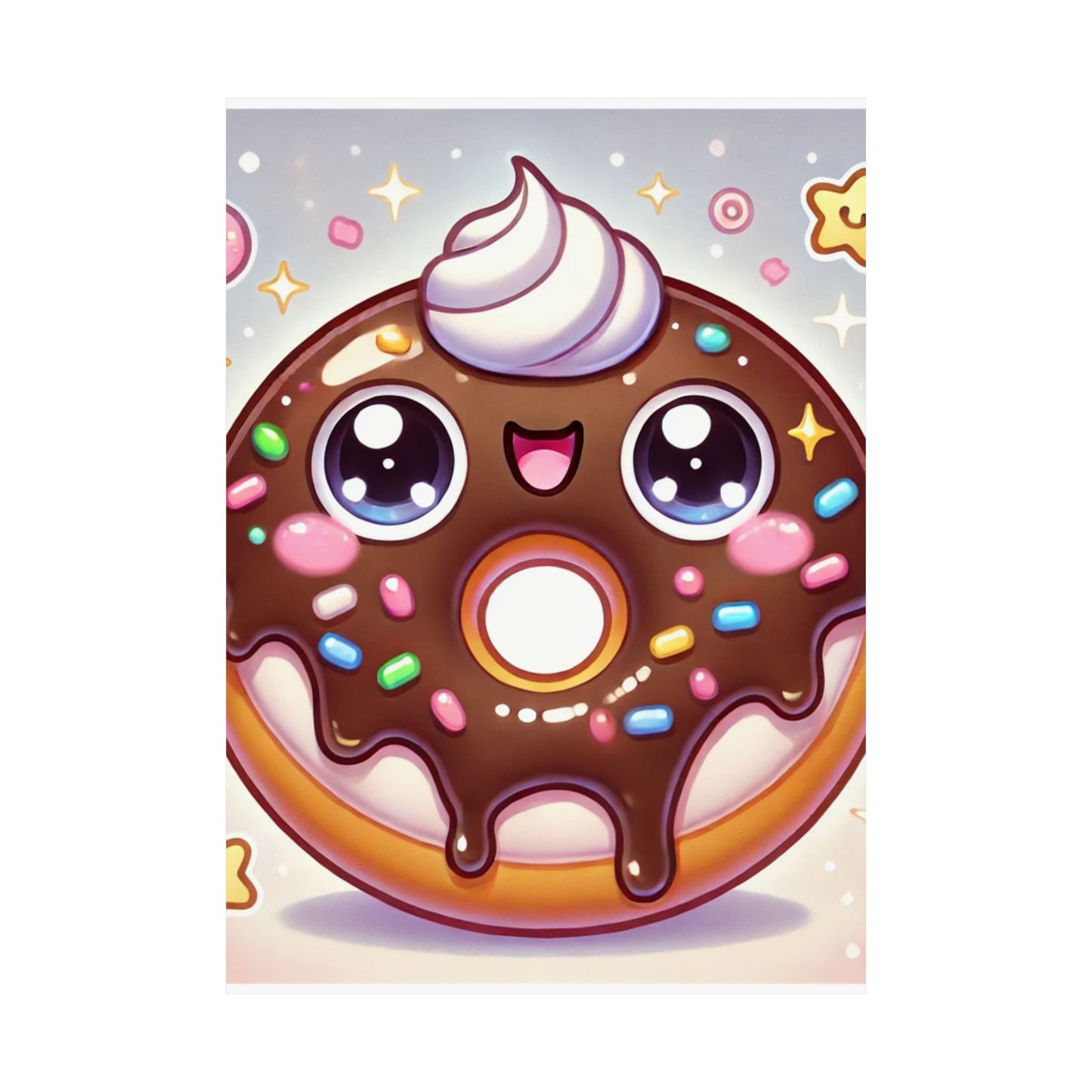 Kawaii Chocolate Donut Cute Dessert Art Poster