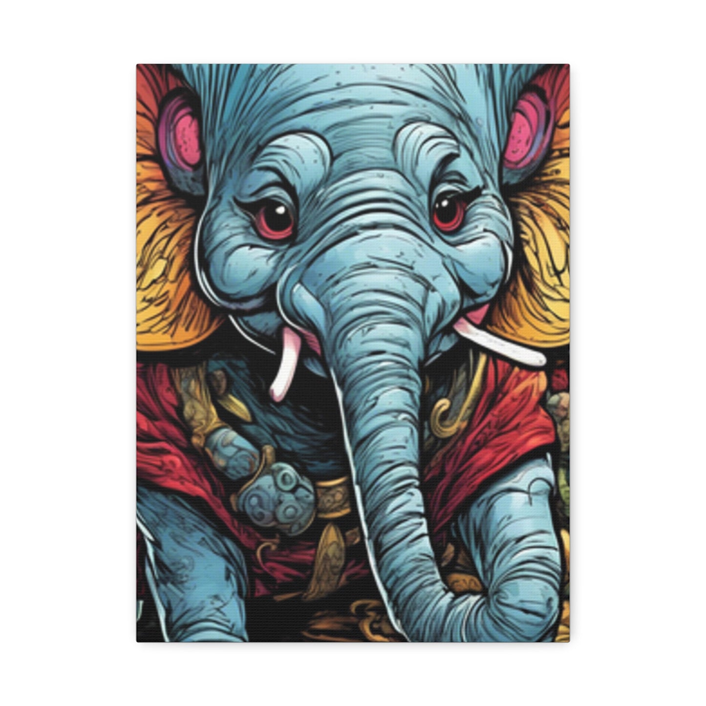 Colorful Elephant Garden Parade Wildlife Canvas Wall Art