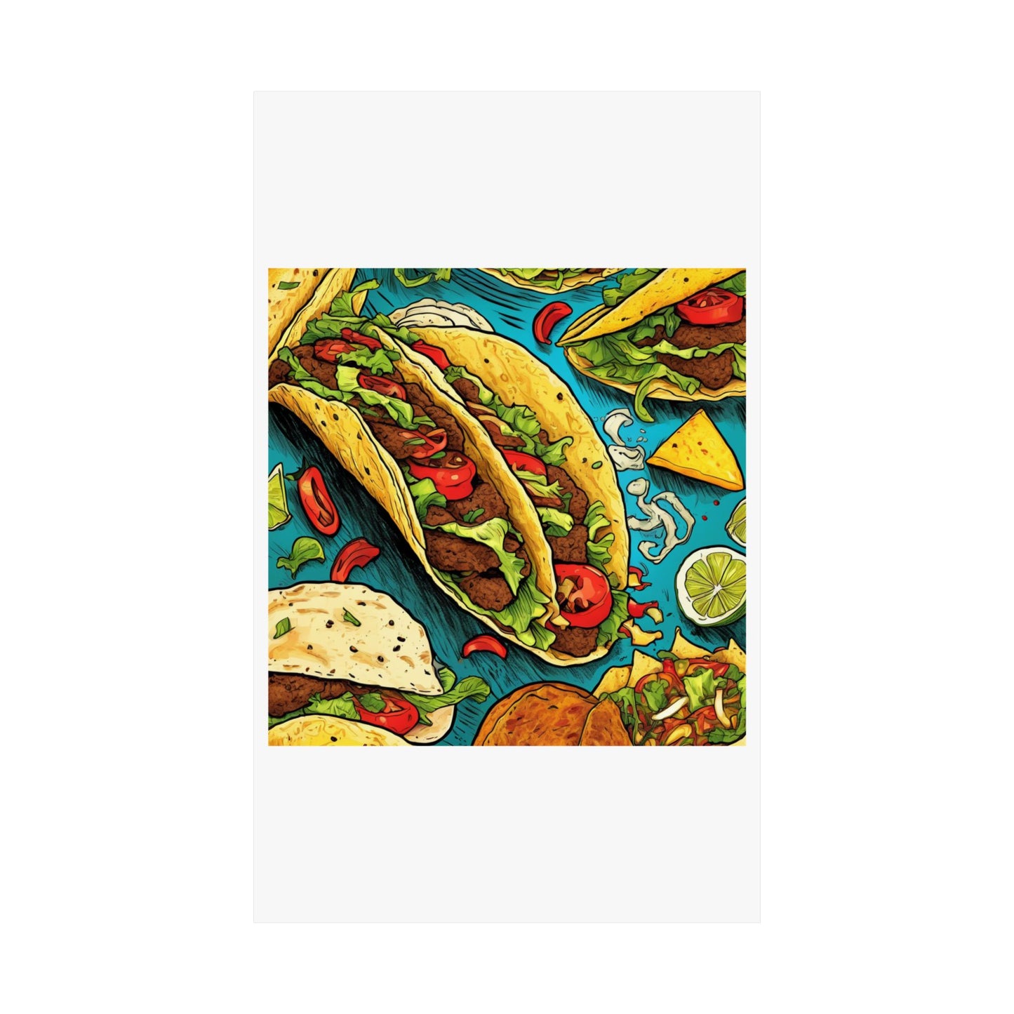 Taco Party Pattern Foodie Gift Art Poster