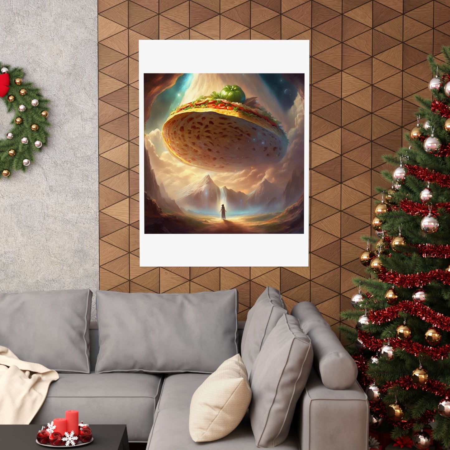Cosmic Taco UFO Surreal Food Fantasy Art Poster