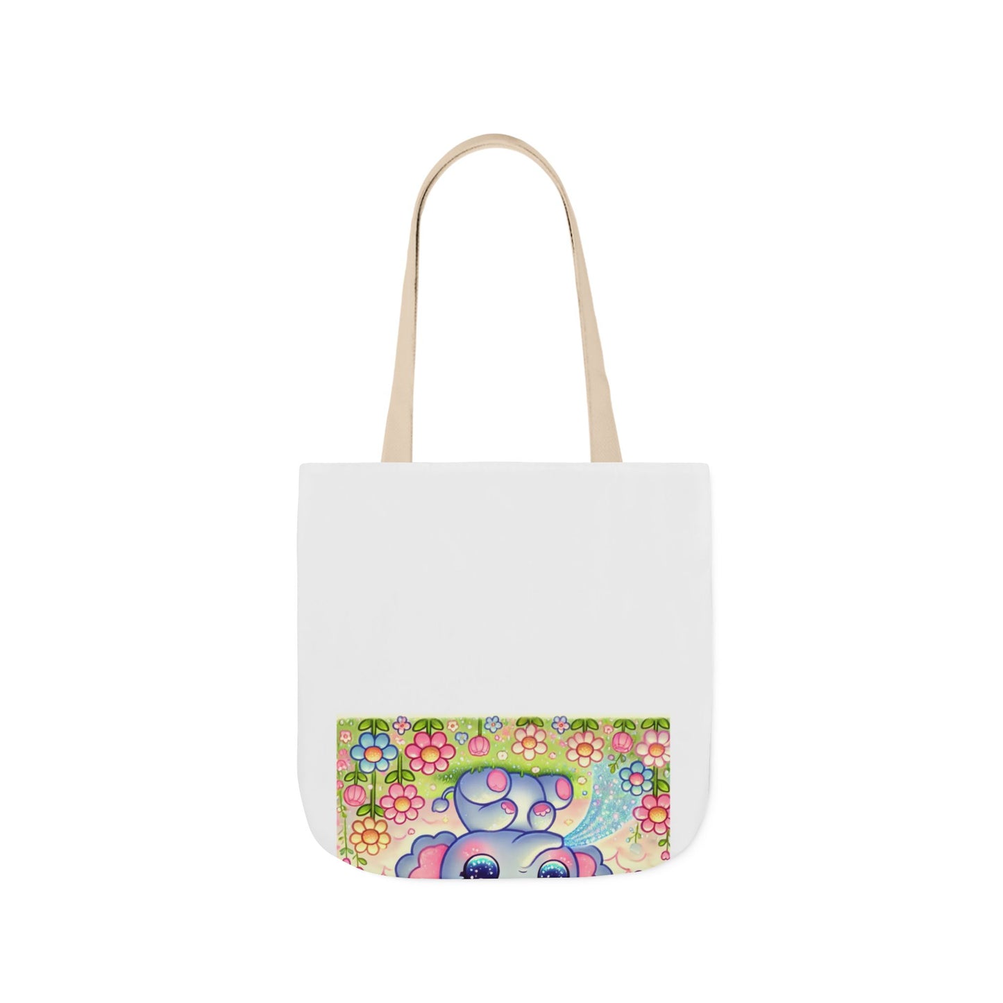 Pastel Rainbow Baby Elephant Floral Canvas Tote Bag