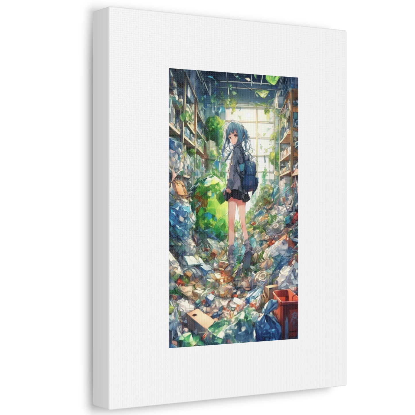 Green Recycling Alley Anime Girl Recycling Alley Canvas