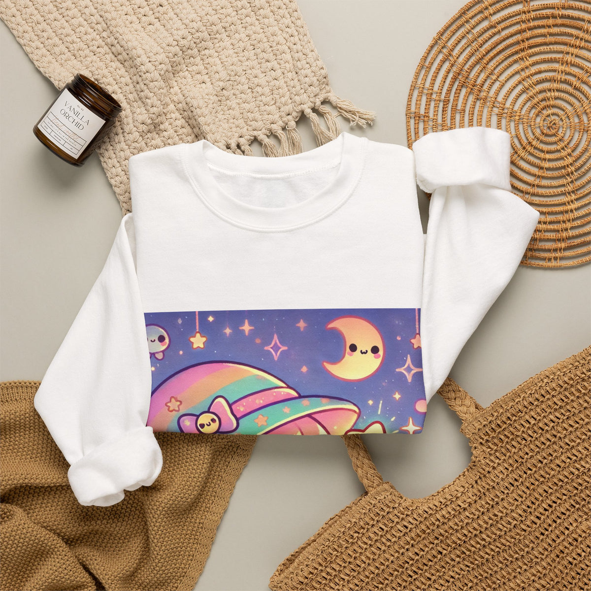 Kawaii Moon Wand Pastel Fantasy Art Sweatshirt