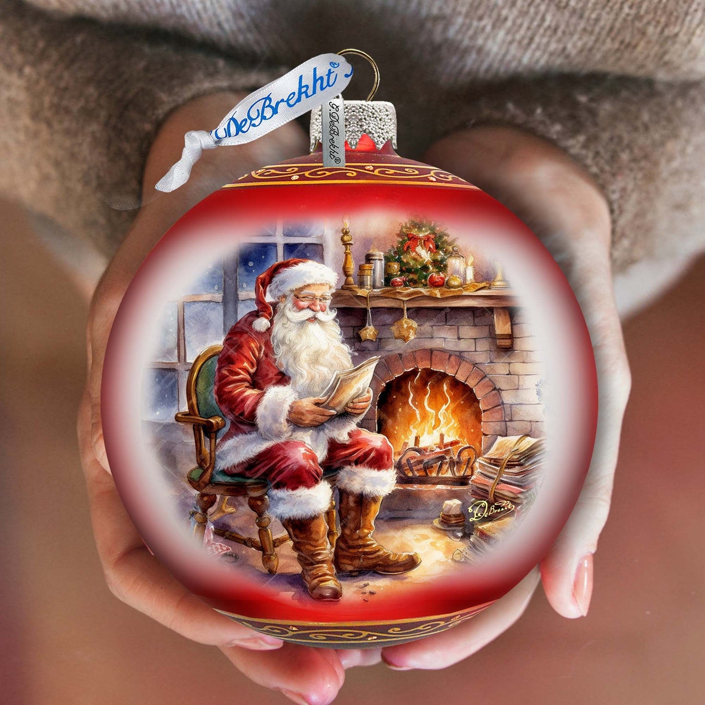 St. Nicks Nook Lg Glass Ornament by G.Debrekht - Christmas Santa Snowman Decor - 73960